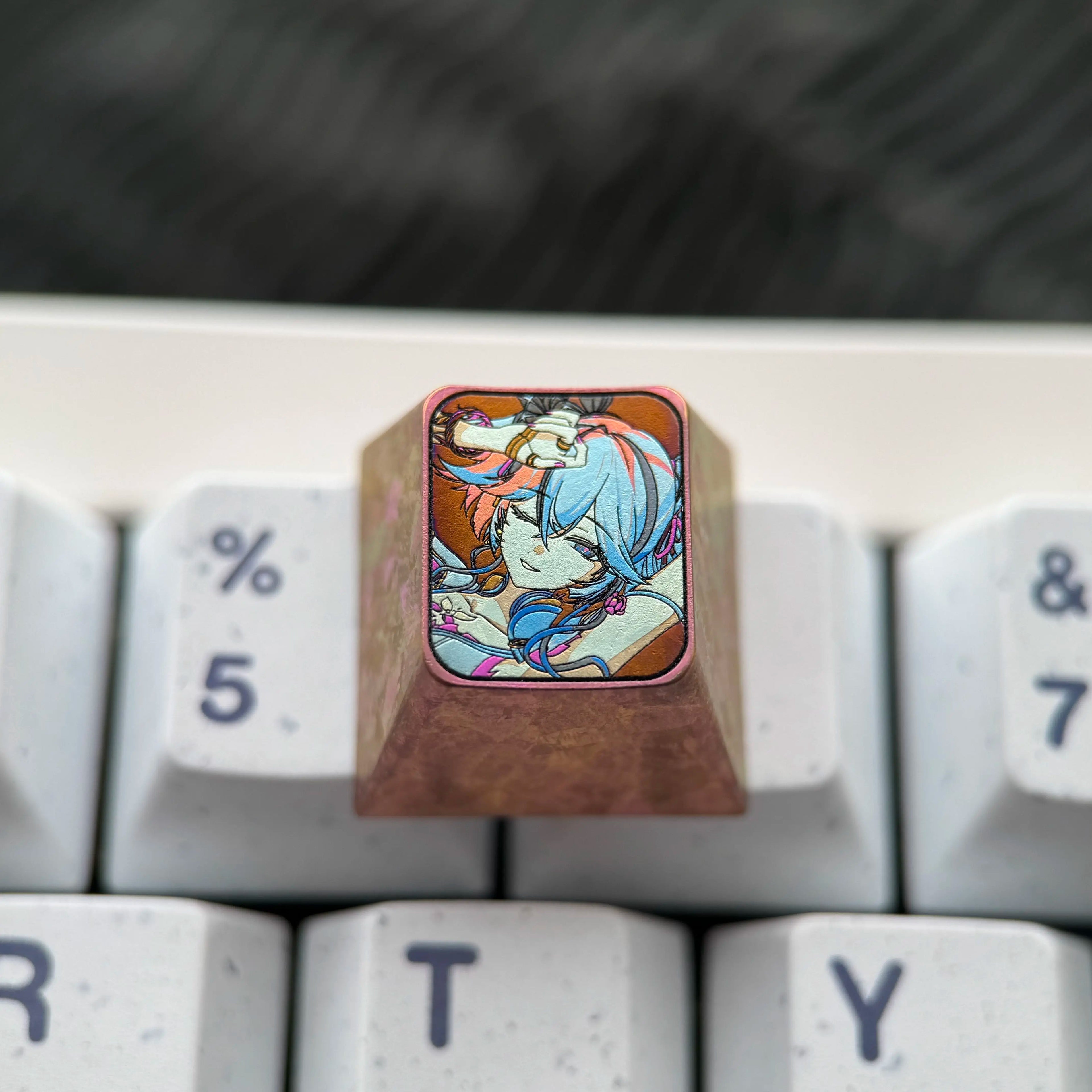 Wuthering Waves series, Camellya theme, 1U titanium alloy creative keycaps, personalized gaming keycaps, mechanical keyboards, metal decorative keycaps