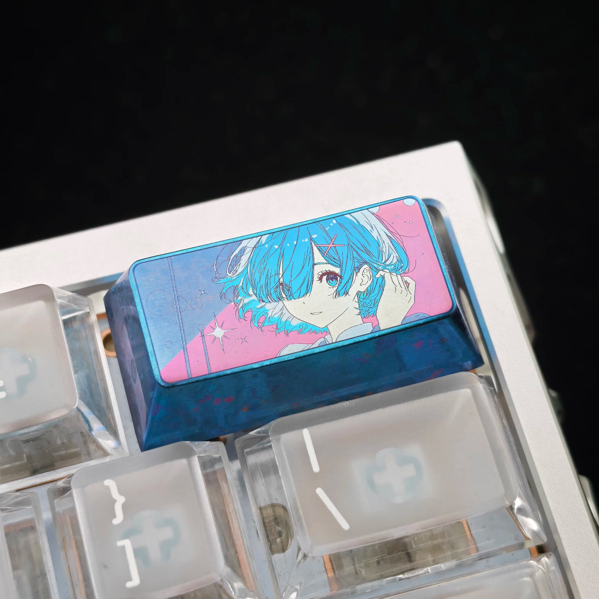 Re: Life in a different world from zero, Rem, 2 U Backspace key titanium alloy personalized keycaps, anime and game cultural creative keycaps, mechanical keycaps decorative keycaps