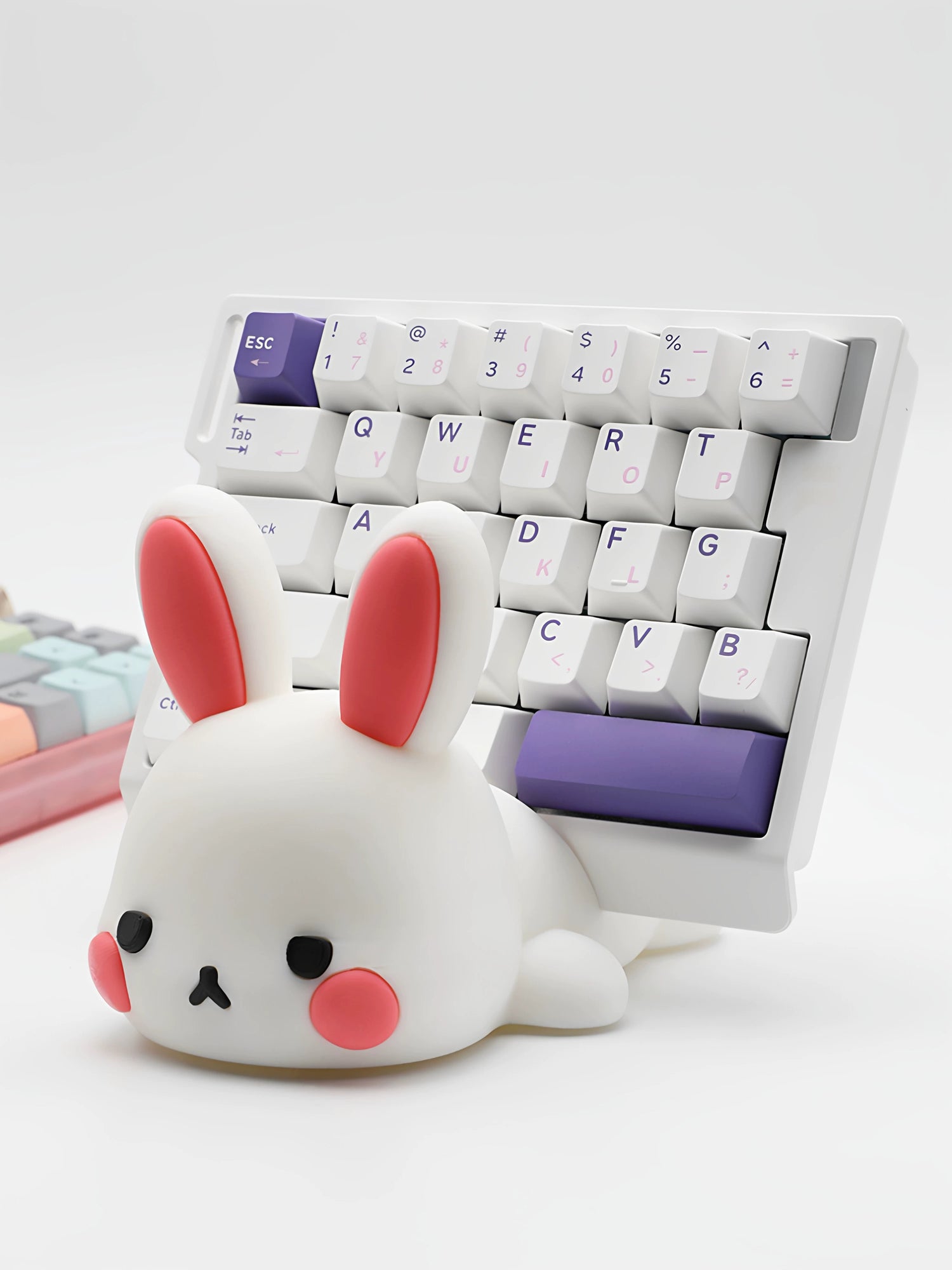 Cute Party Rabbit PLA Material, Keyboard Display Rack, Desktop Storage Rack, Computer Desktop Beautification Decoration, Mechanical Keyboard Bracket