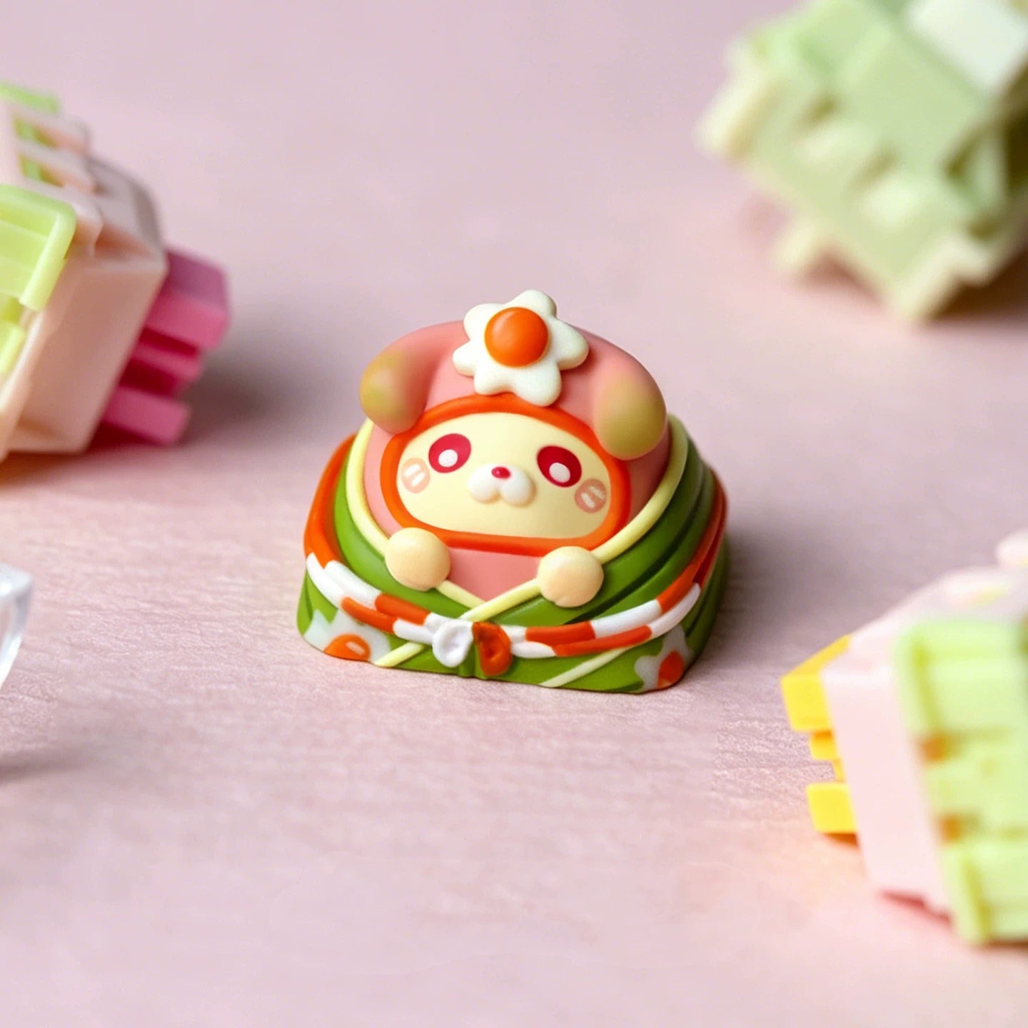 Dragon Boat Festival, Rice dumping babies, multi-color resin personalized keycaps, cartoon character design mechanical keyboard decorative keycaps