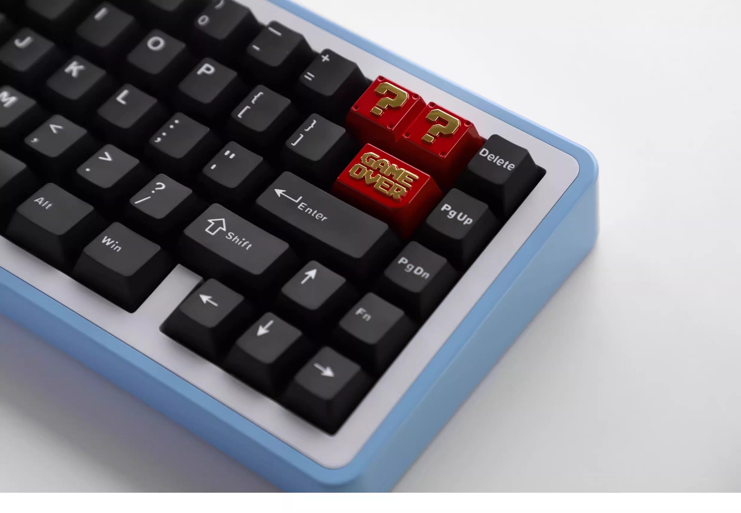 Backspace key, metal personalized keycap, Mario question mark tab key, metal personalized keycap, Game Over keycap, creative zinc alloy mechanical keycap, original factory high decorative keycap