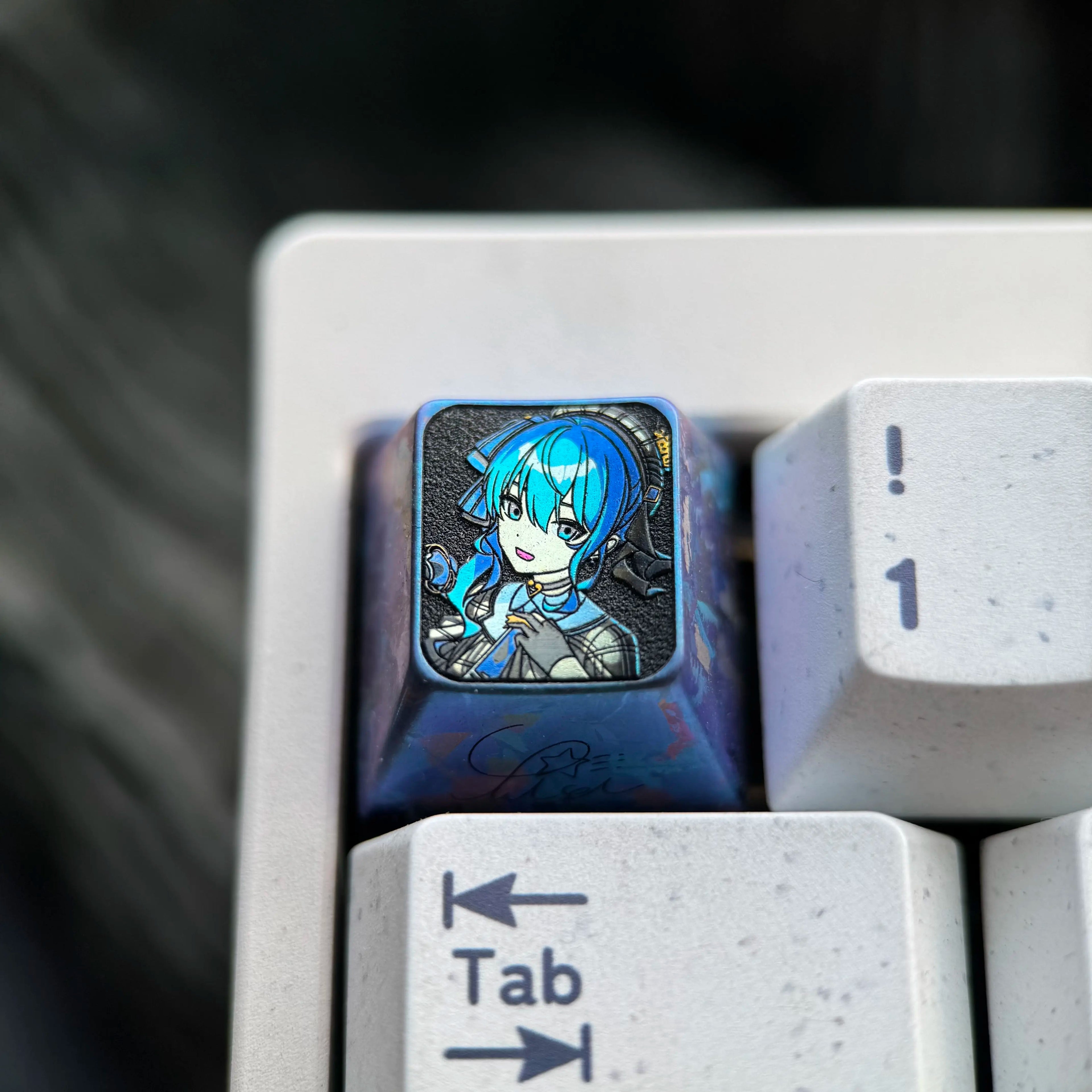 Hoshimachi Suisei, 1U titanium alloy personalized keycap, anime, gaming, cultural and creative mechanical keyboard decoration keycap