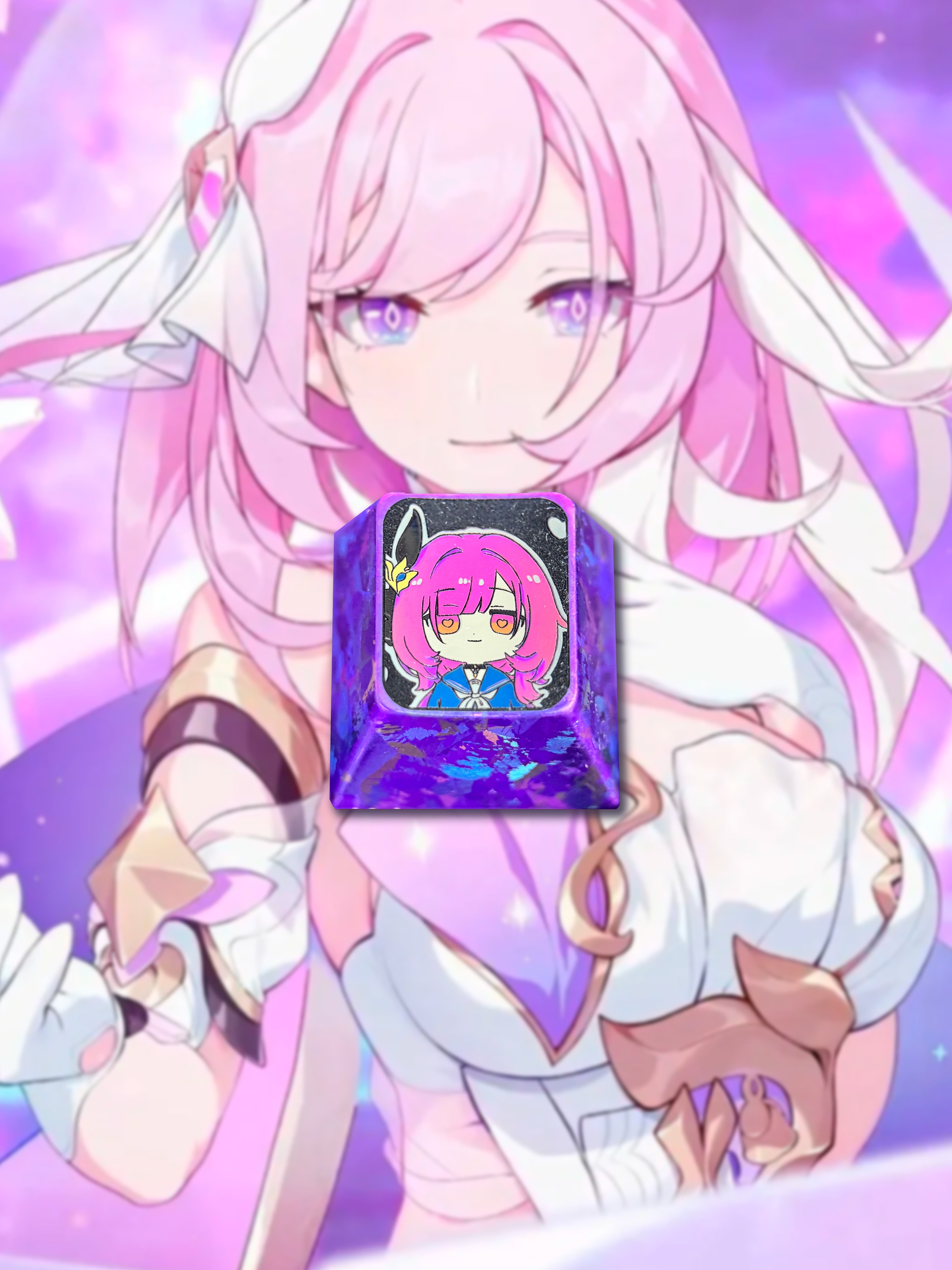 Honkai Impact 3, Elysia, 1U titanium alloy personalized keycaps, anime, gaming, cultural and creative peripheral products, metal decorative keycaps