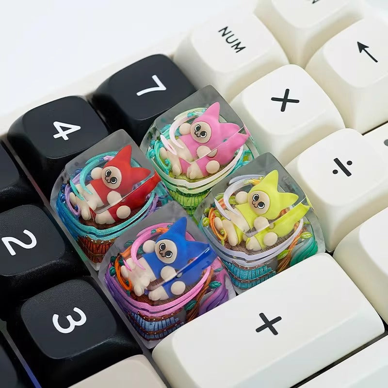 Monster Hunter,Ailouros, Crystal resin personalized keycaps, decorative keycaps for anime, games, pets, and creative products