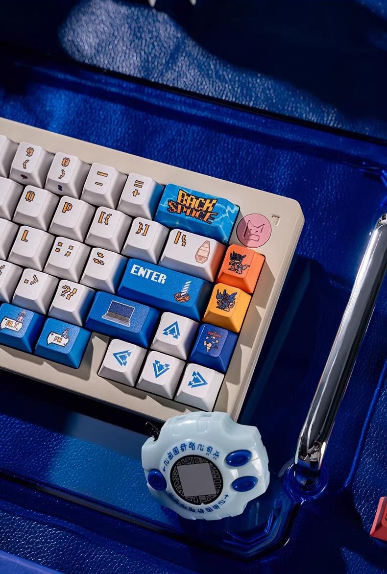 Digimon themed personalized keycap set, PBT material anime game culture peripheral products, mechanical keyboard decoration keycap set
