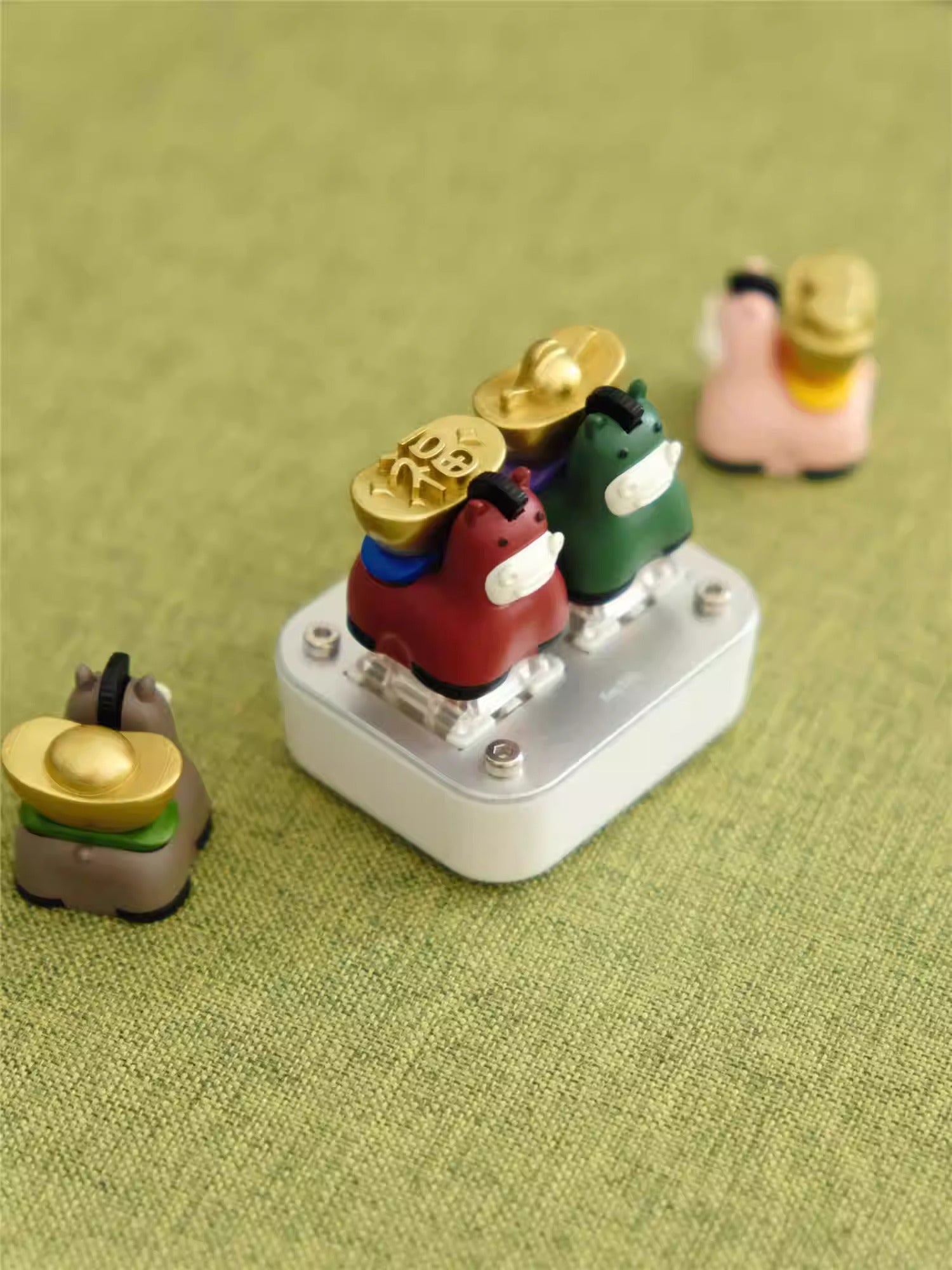 Chinese New Year, Year of the Horse, auspicious symbolism. Small horse shaped painted personalized keycaps, keyboard decorated keycaps