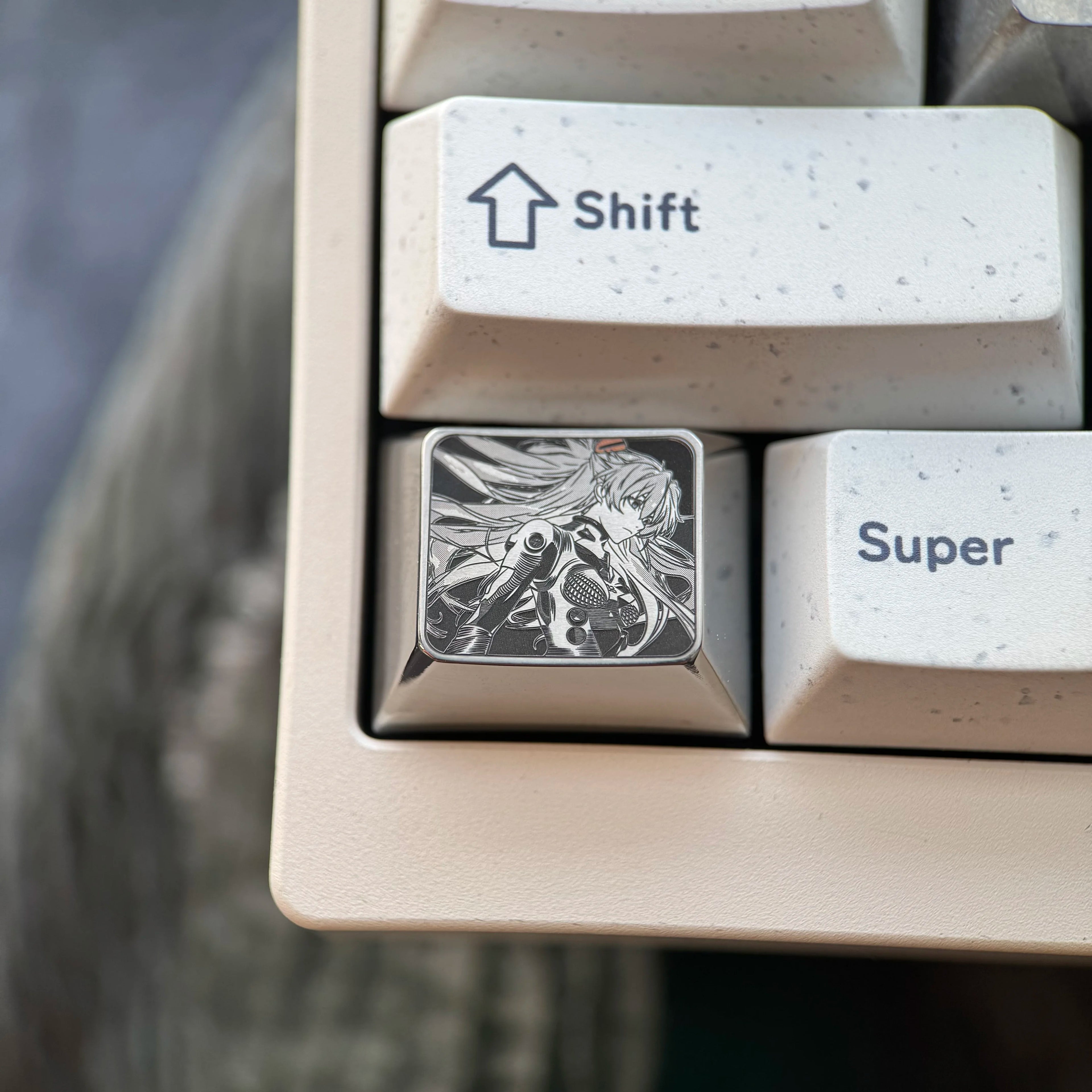 EVA series, Asuka themed 1.25U titanium alloy finely carved personalized keycaps, mechanical keyboard decorative keycaps