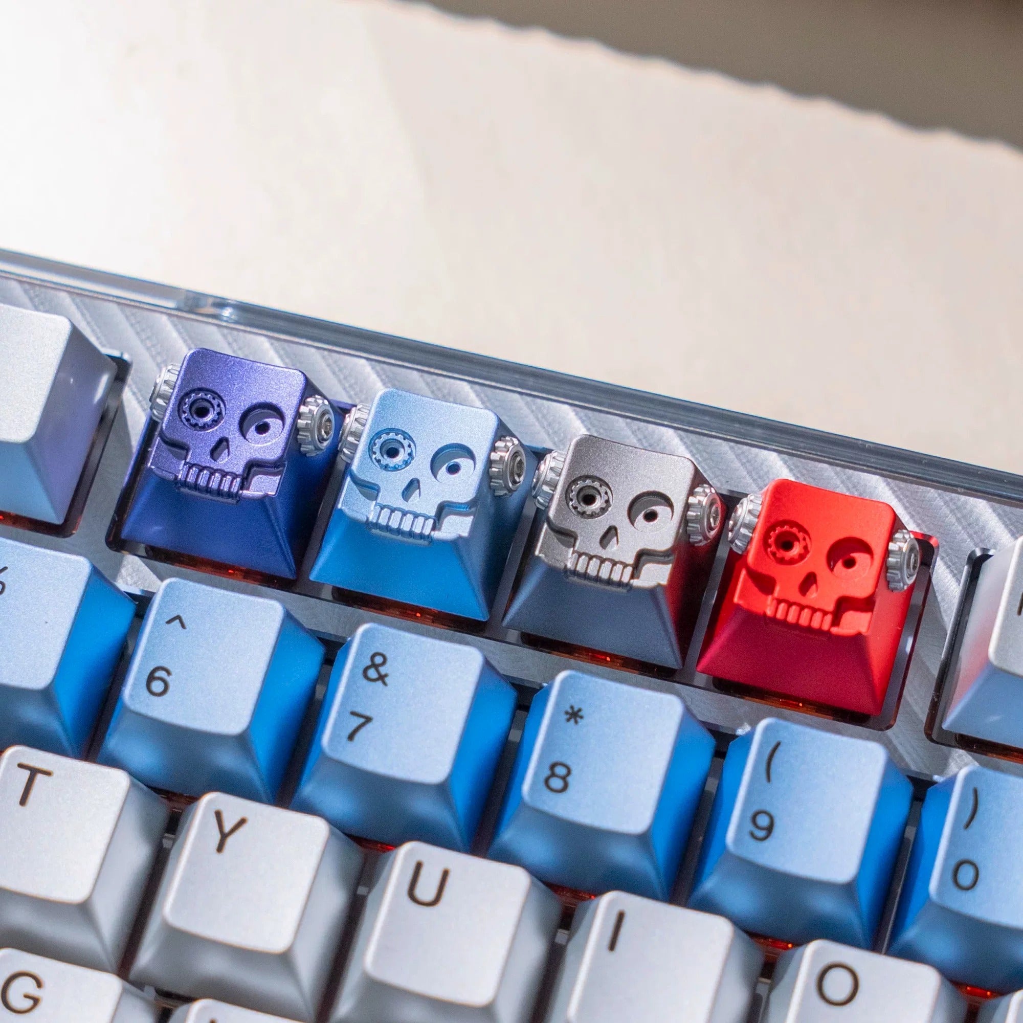 Metal skeleton, 3D gear skeleton, aluminum alloy CNC metal anode personalized keycap, mechanical keyboard decorative art keycap