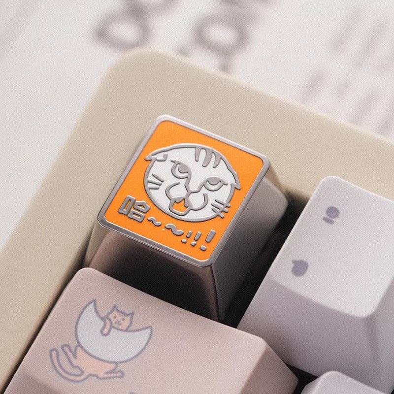Cat avatar logo, metal enamel craftsmanship personalized keycaps, mechanical keyboard decoration creative keycaps