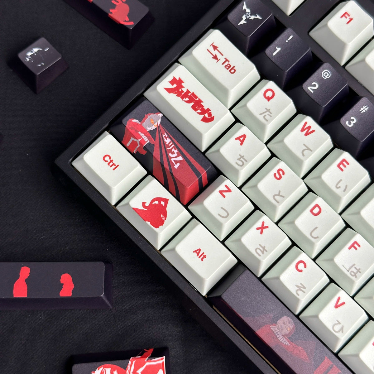 UltraSeven theme, PBT material, sublimation, Anime games Personalized keycap set, original factory height mechanical keyboard decorative keycap set,anime keycap set suitable for 61/64/68/75/84/87/104 Key Mechanical Keyboard