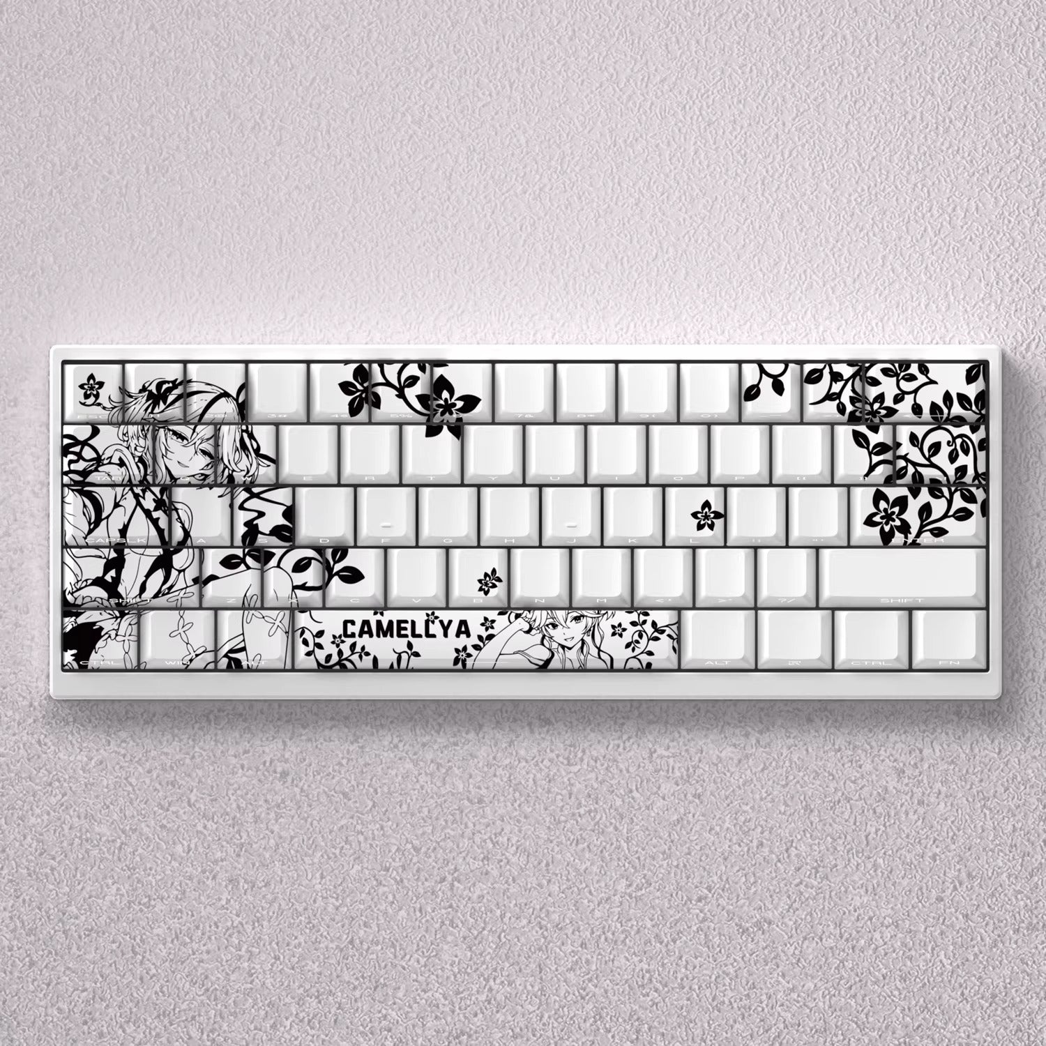 Wuthering Waves series, Camellya theme, original high PBT material compatible MX switch mechanical keyboard, anime game theme set keycaps, mechanical keyboard replacement keycap set