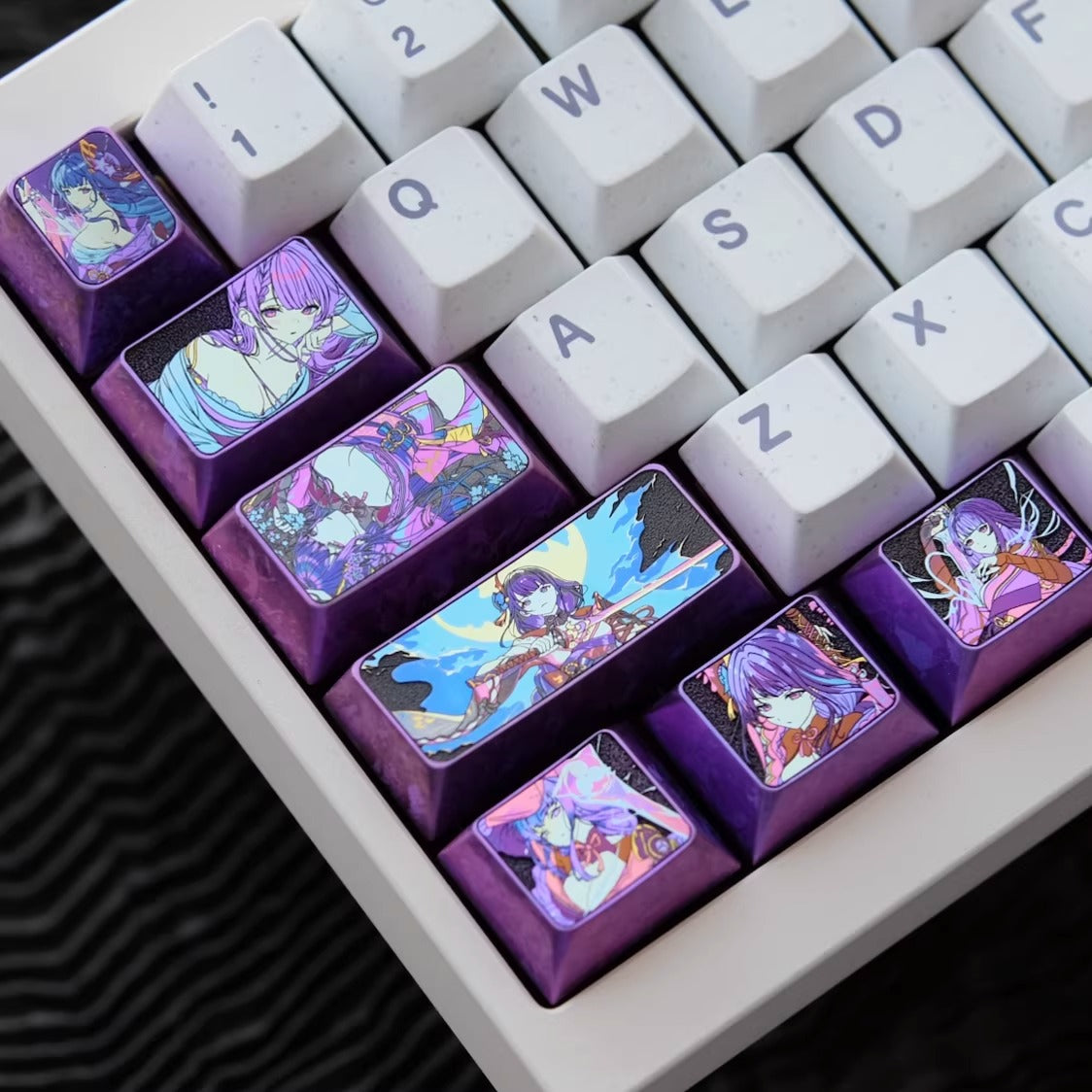 Genshin Impact,Beelzebul, 7-piece titanium alloy personalized keycaps, anime, gaming, cultural merchandise, mechanical keyboard decoration keycaps