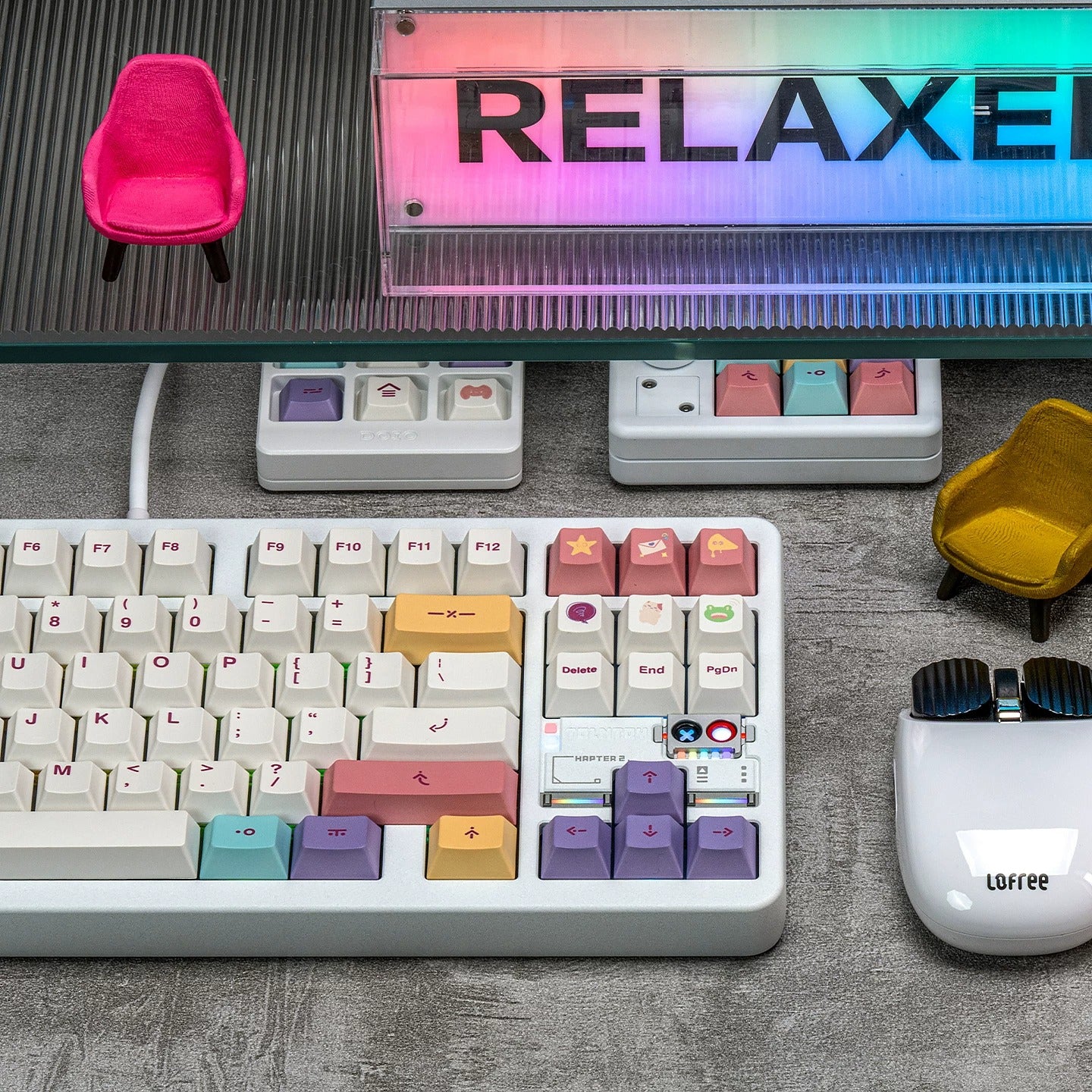 Macaron Color Theme PBT material personalized keycap set, anime and games cultural creative decoration keycap set, compatible with 61/64/68/75/84/87/104 mechanical keyboard