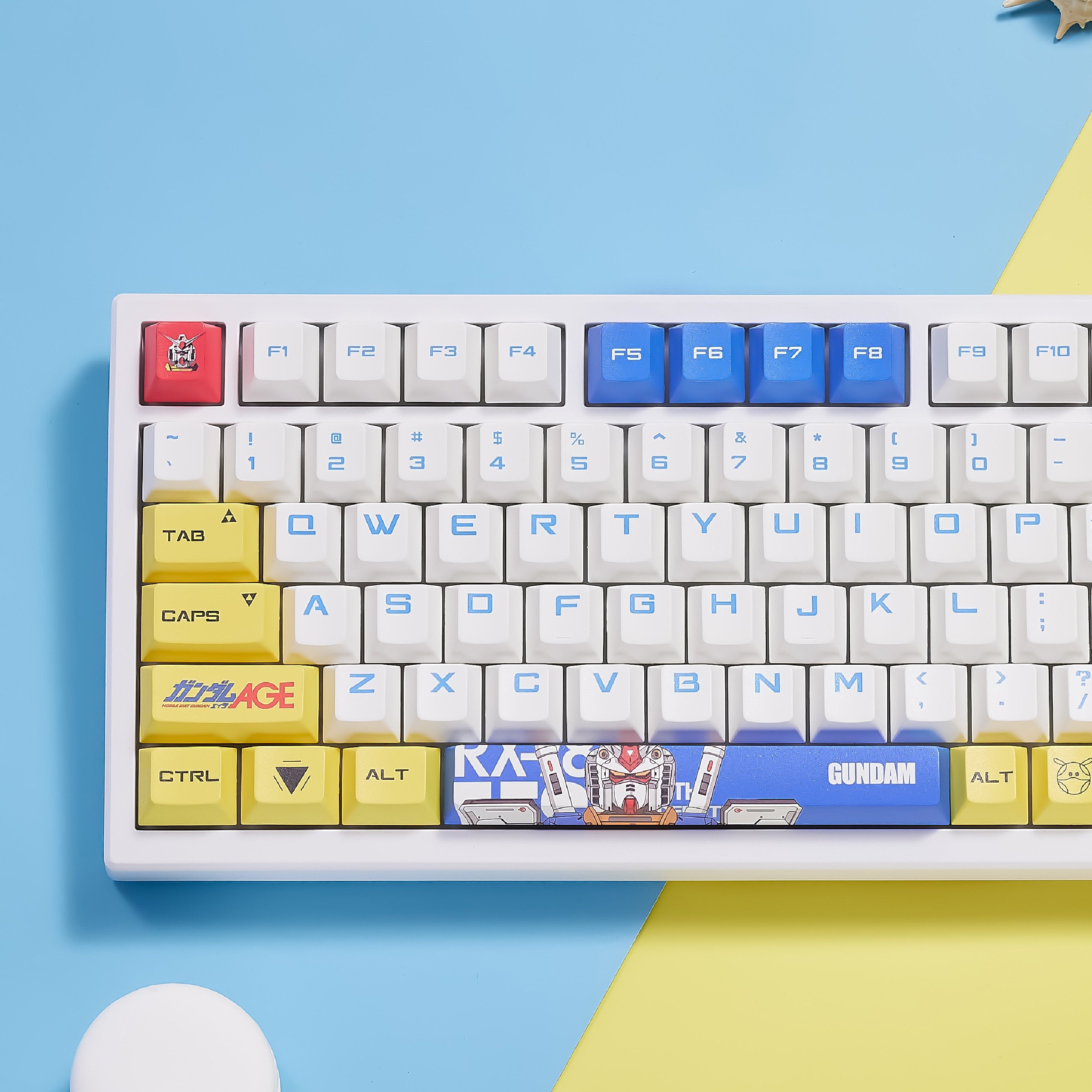 Gundam themed design, PBT material, sublimation process, large characters, personalized keycaps, mechanical keyboard decorative art keycaps