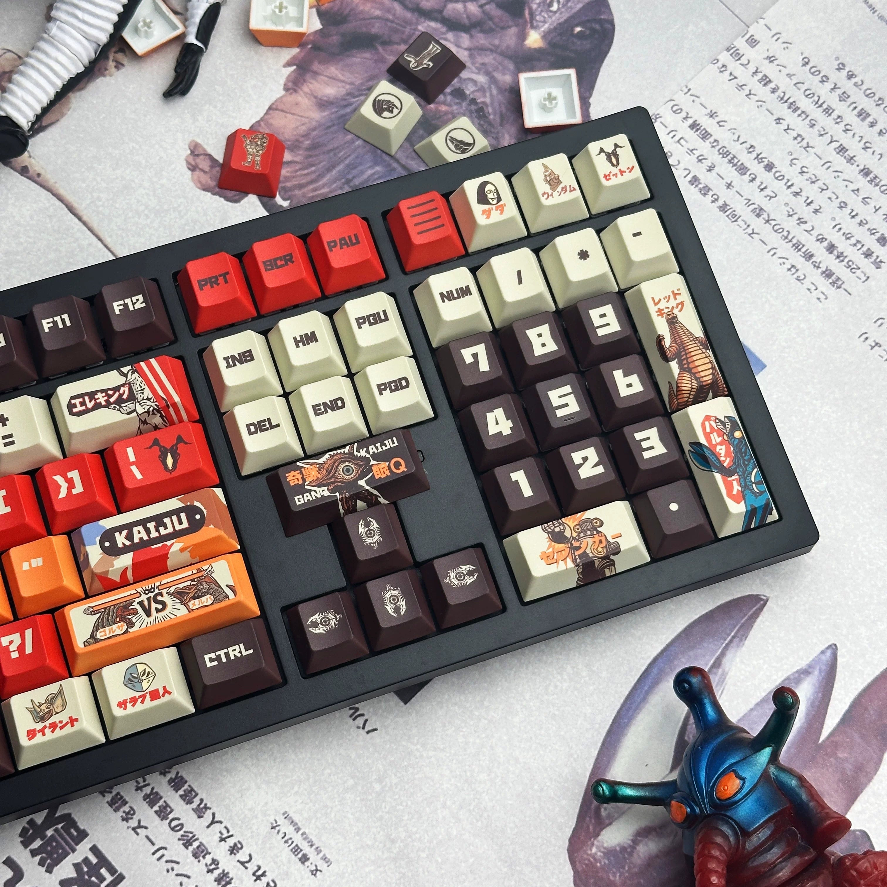 Ultraman series, monster themed collection! PBT material sublimation process, anime keycap set suitable for 61/64/68/75/84/87/104 Key Mechanical Keyboard