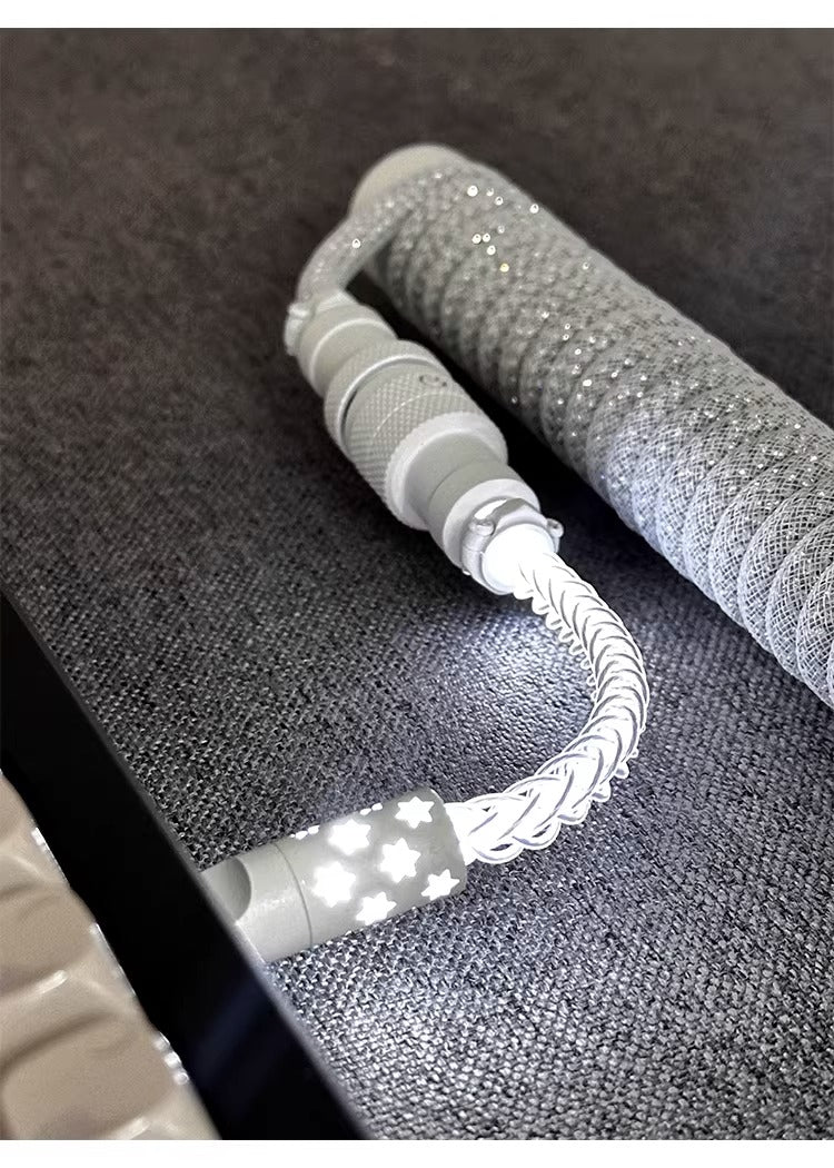 Flash drill three-stage aviation plug custom data cable mechanical keyboard luminous cable supports 8k