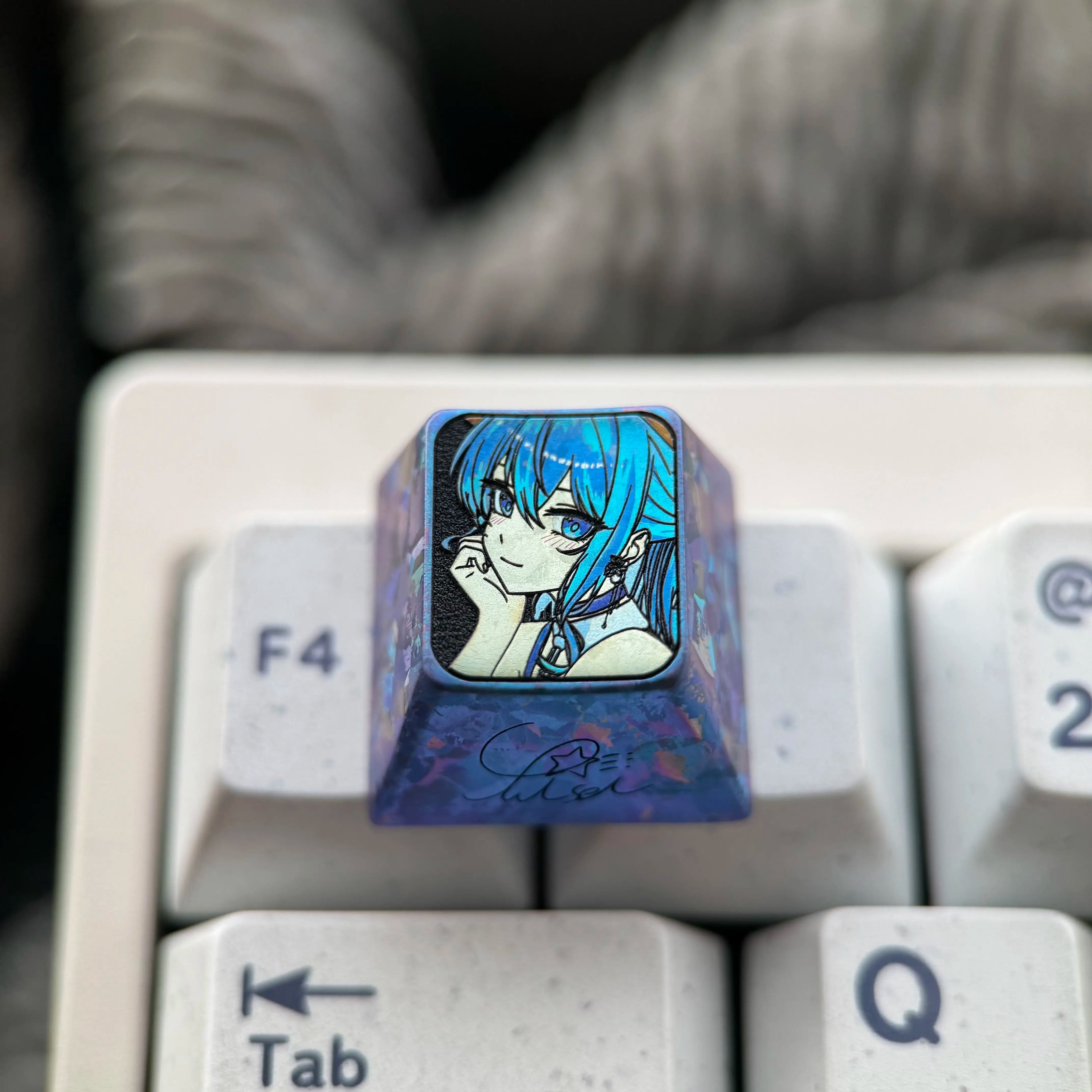 Hoshimachi Suisei, 1U titanium alloy personalized keycap, anime, gaming, cultural and creative mechanical keyboard decoration keycap