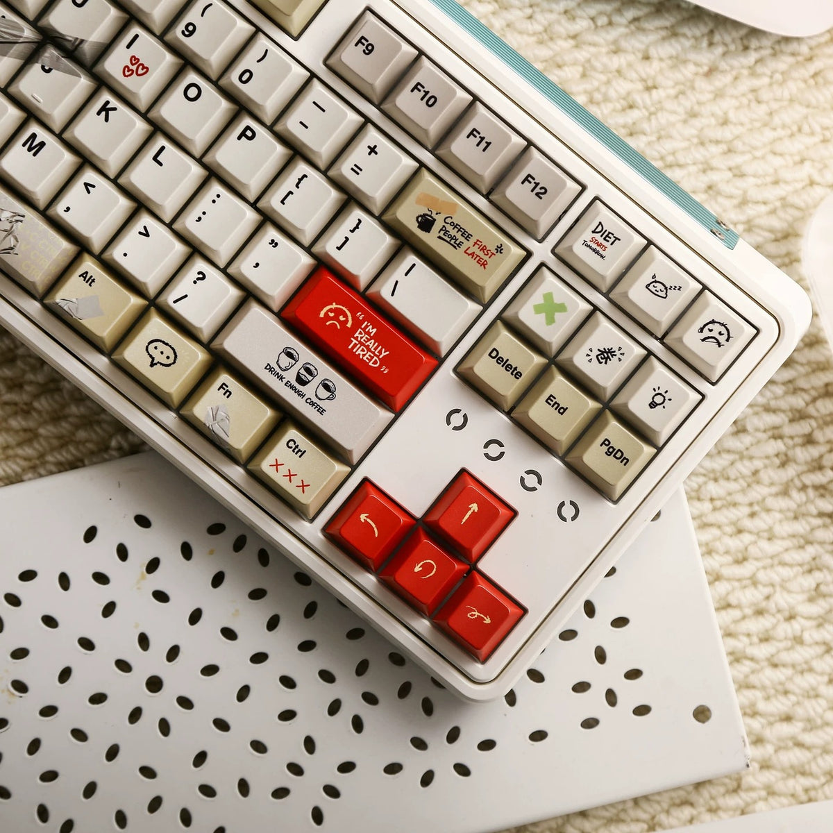IMFKTIRED, Office keycap set, retro color scheme, PBT material Mechanical Keyboard Replacement Keycap Set, suitable for 61/64/68/75/84/87/104 Key Mechanical Keyboard