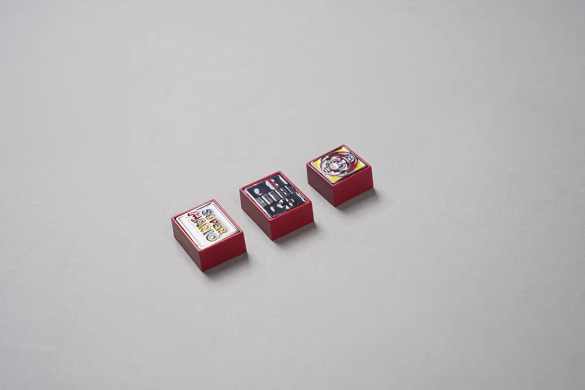 Metal enamel material, 1U/1.25U Mario themed set, anime and game creative metal custom decorative keycaps