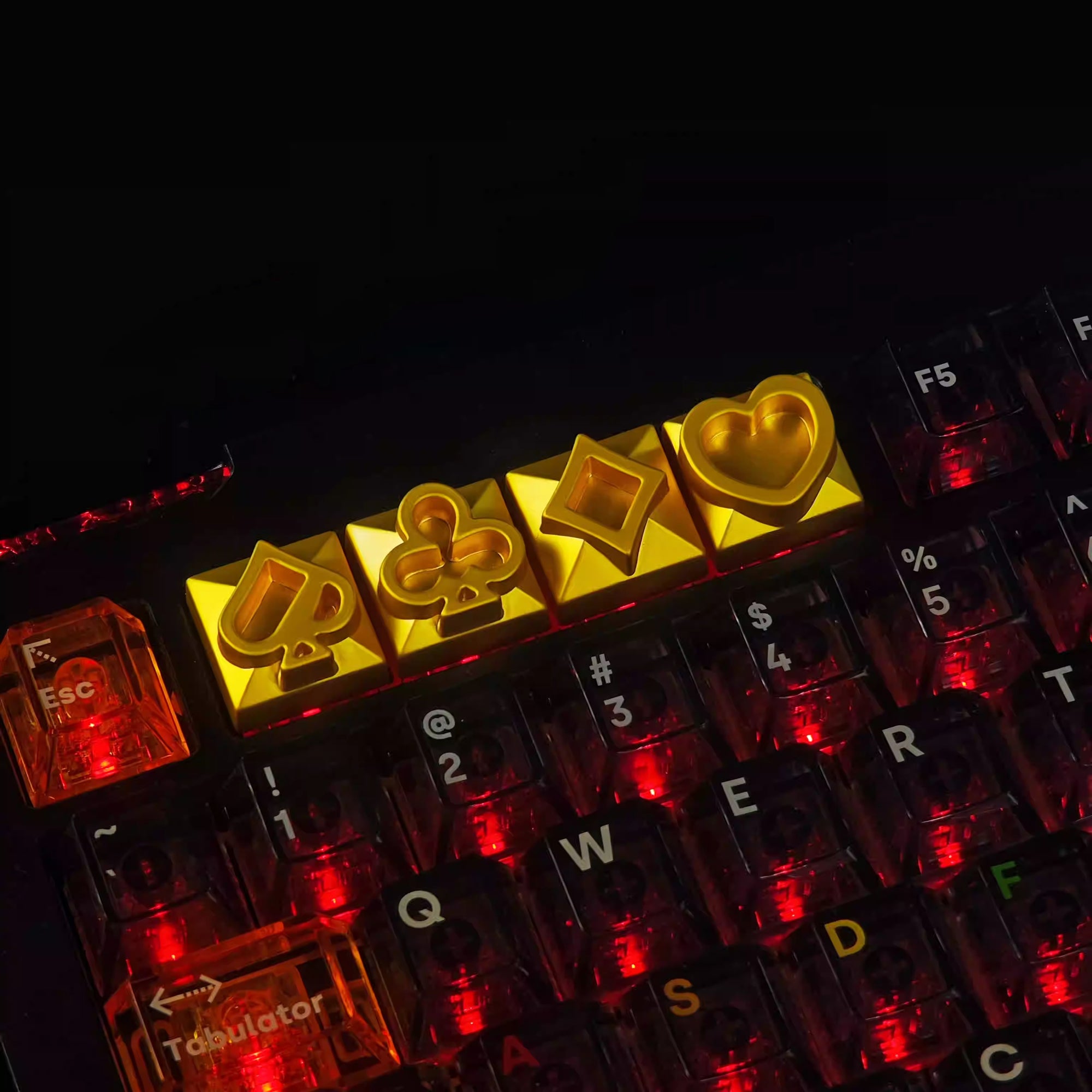 Poker themed metal material, poker racket color design, metal personalized keycap decoration keycaps