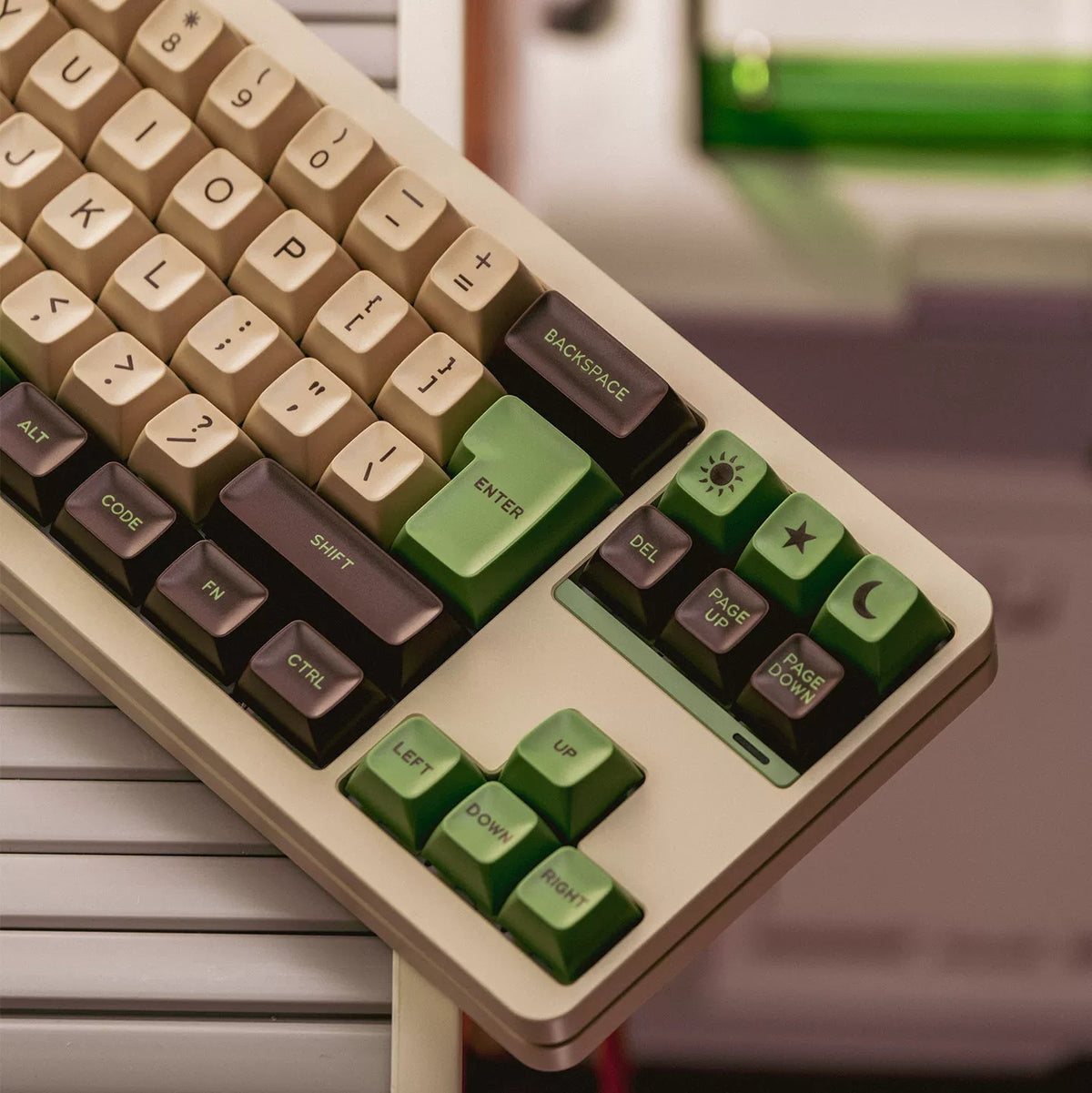Star Wars, Yoda themed color scheme, ABS two-color injection molding material personalized keycaps, mechanical keyboard replacement keycap set, Daily creative keycap matching, compatible with 61/64/68/75/84/87/104 Key Mechanical Keyboard Keycap Set