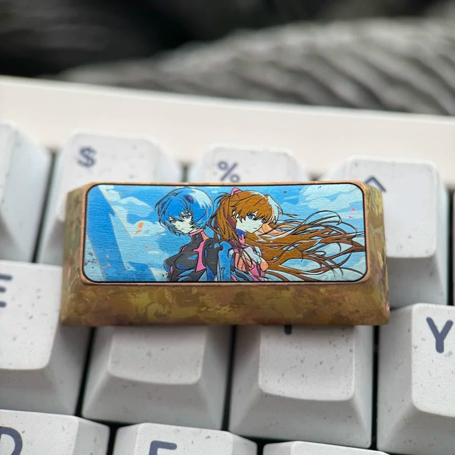 EVA, Asuka/Ayanami Rei, 2.25U titanium alloy personalized keycaps, anime game cultural creative keycaps, mechanical keyboard anime decorative keycaps