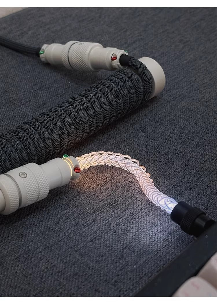 Three segment cold and warm light aviation plug, manually customized data cable, wild color matching magnetic shaft mechanical keyboard cable
