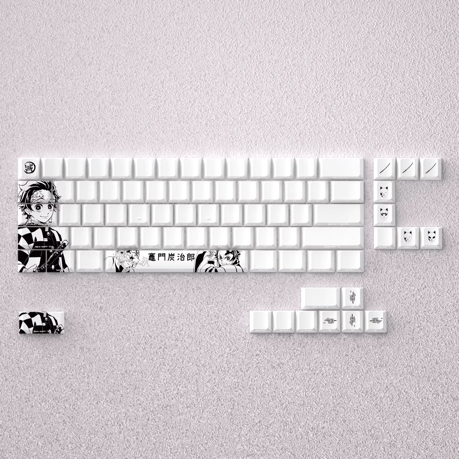 Demon Slayer Kimetsu no Yaiba series, Kamado Tanjiro theme, original high PBT material compatible MX switch mechanical keyboard, anime game theme set keycaps, mechanical keyboard replacement keycap set