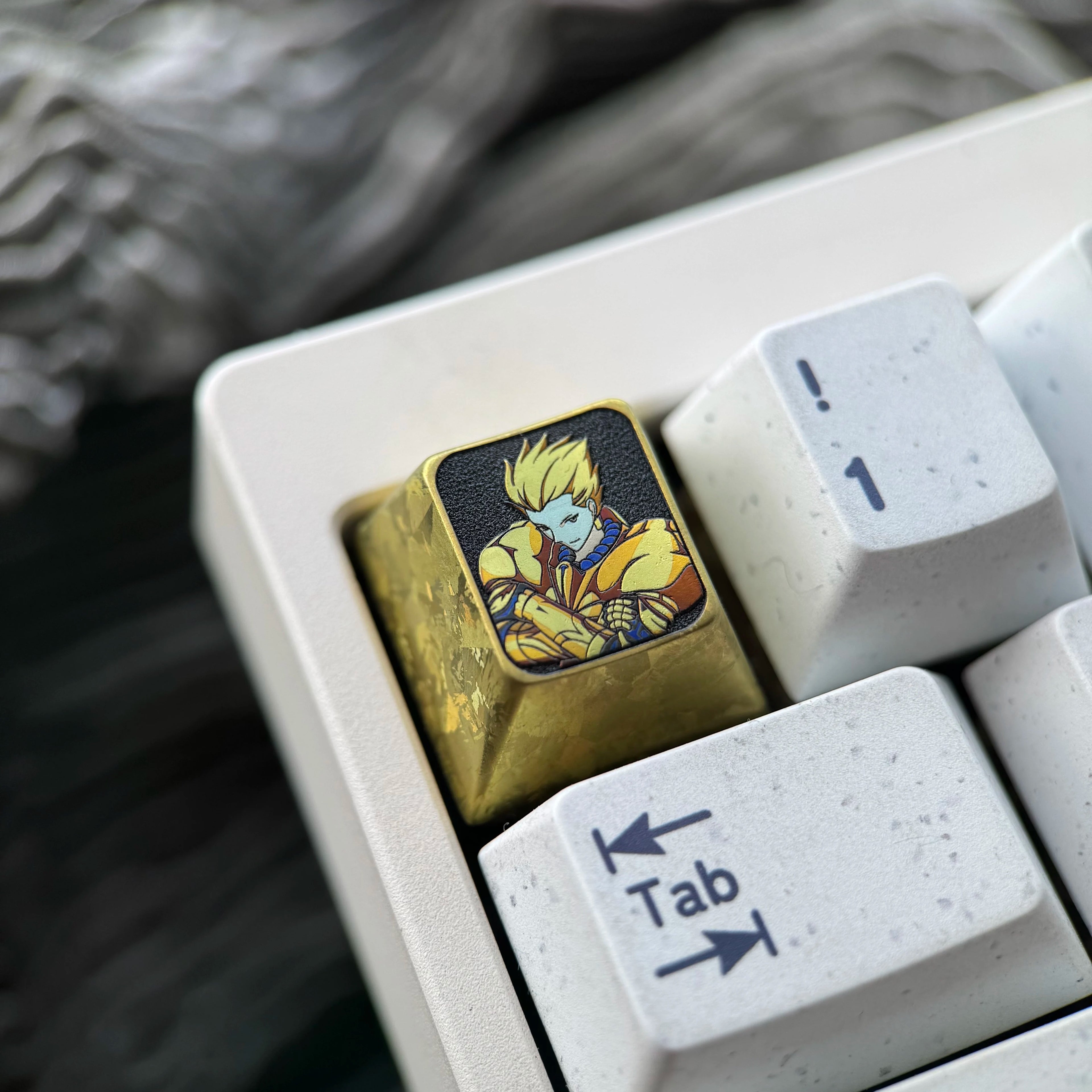 Fate series,Gilgamesh theme,1U titanium alloy personalized keycaps, anime and game mechanical keyboard metal decorative keycaps