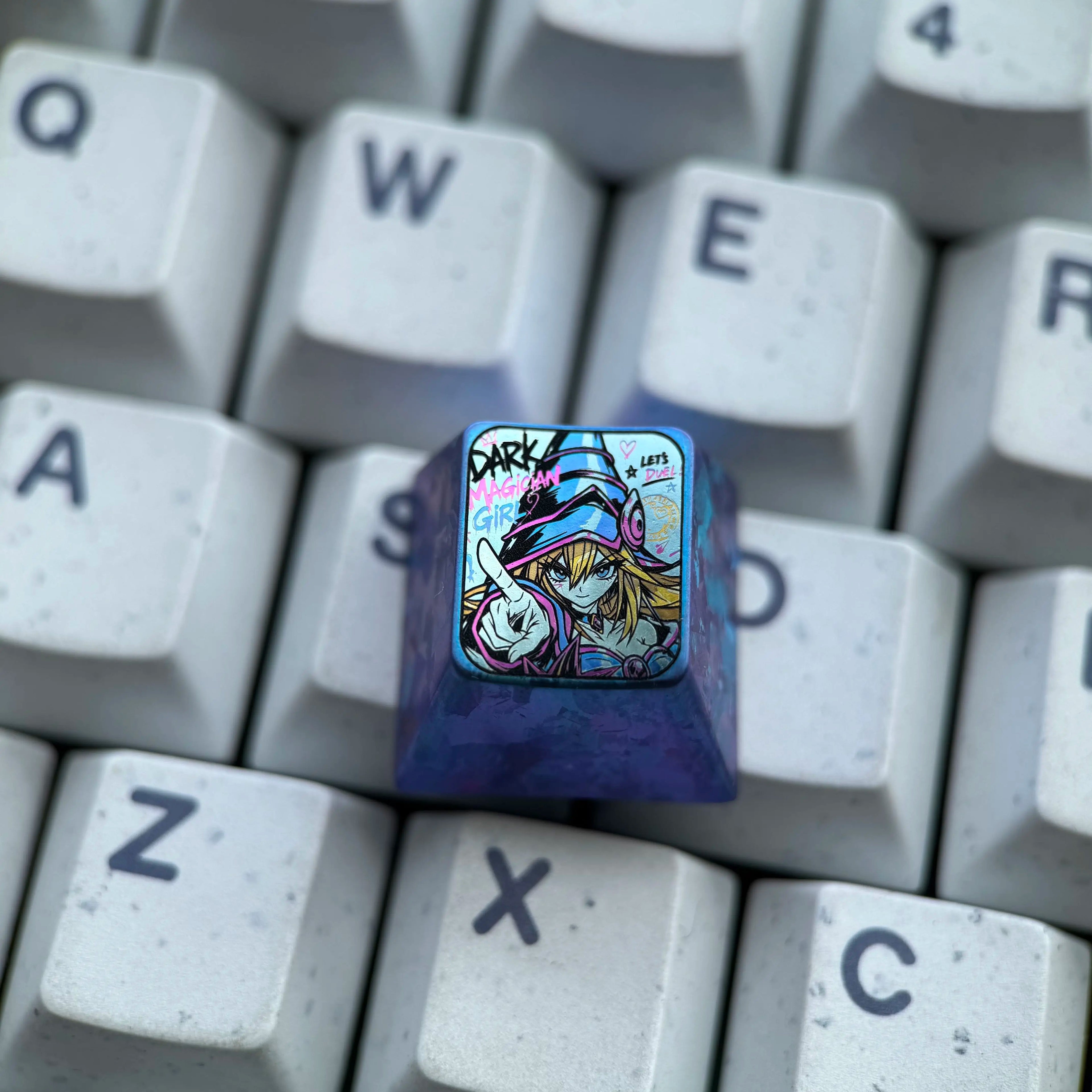 Yu-Gi-Oh! , Black Magician Girl, 1U titanium alloy personalized keycaps, anime and game cultural creative keycaps, mechanical keyboard decorative keycaps