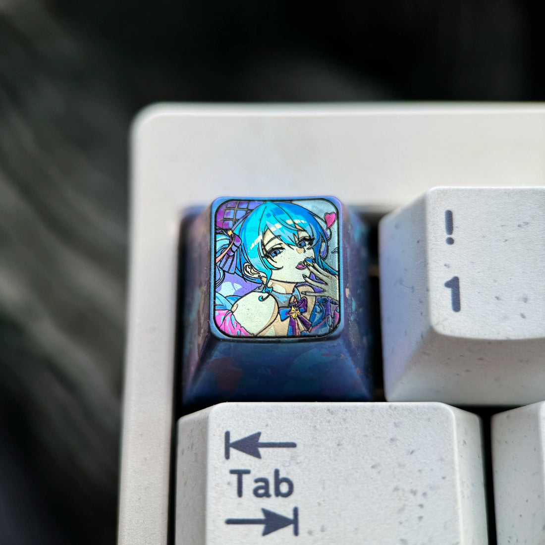 Hoshimachi Suisei, 1U titanium alloy personalized keycap, anime, gaming, cultural and creative mechanical keyboard decoration keycap