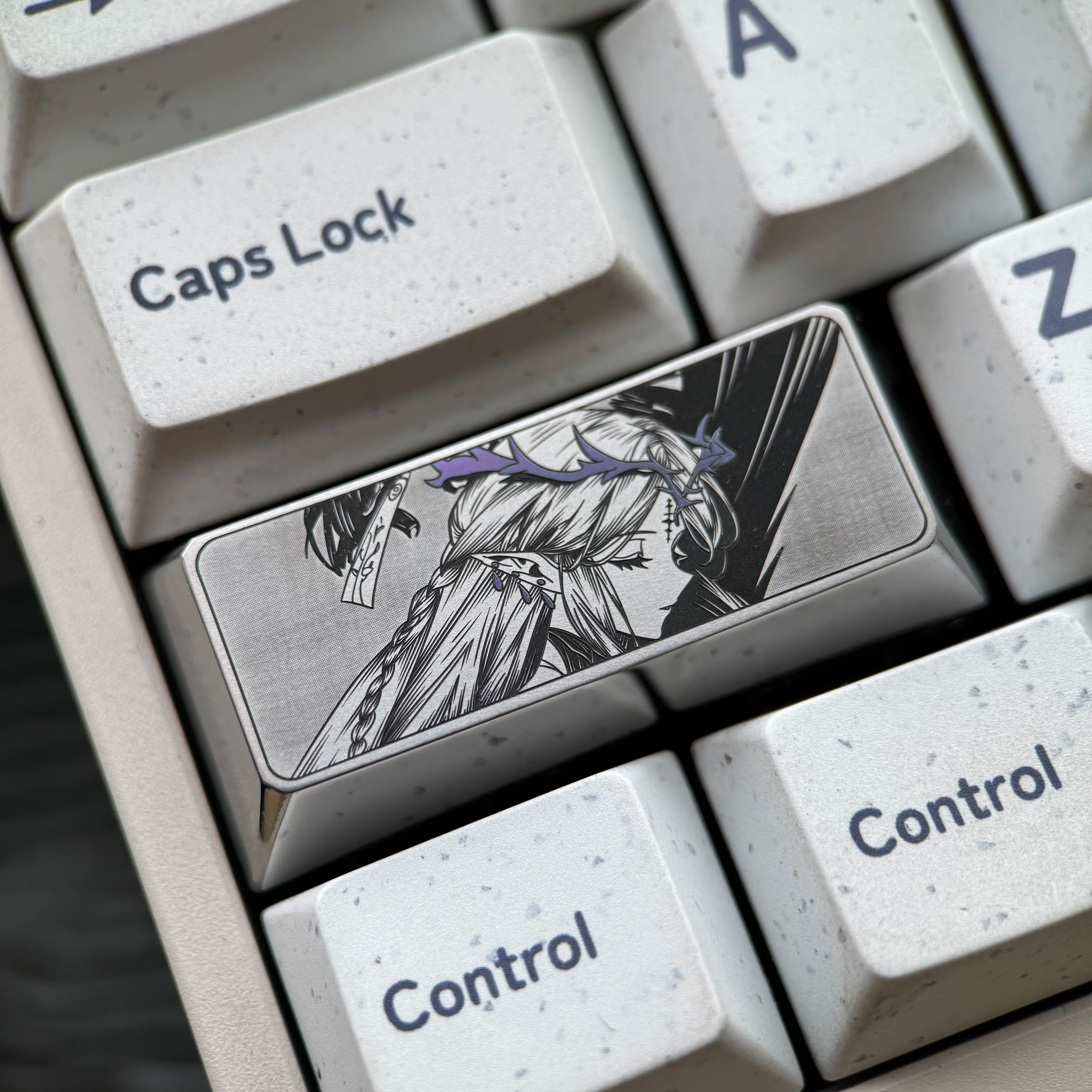 Wuthering Waves, Cartethyia, 2.25U titanium alloy precision carved personalized keycaps, anime and game culture creative mechanical keyboard art decorative keycaps