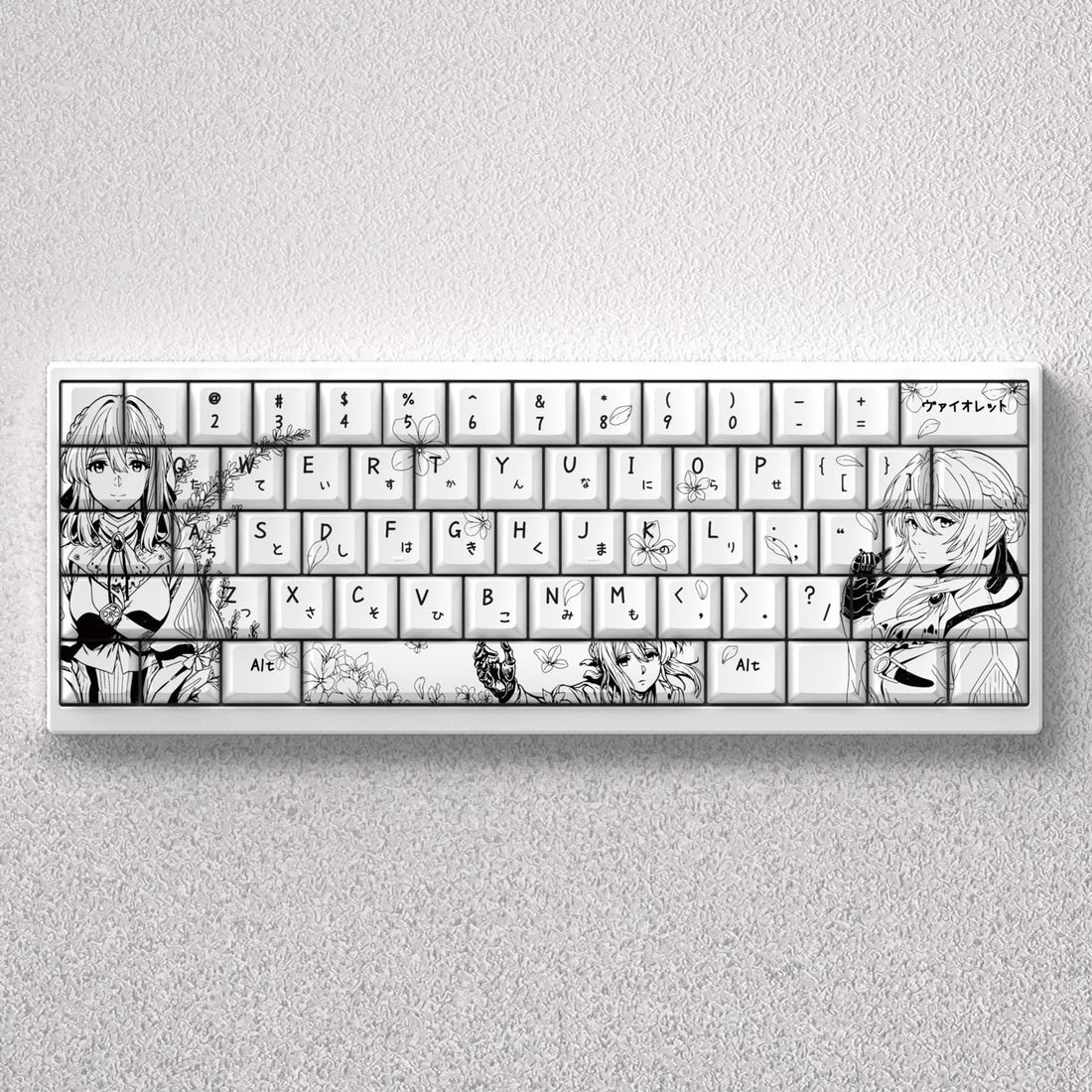Violet Evergarden theme, original high PBT material compatible MX switch mechanical keyboard, anime and game theme set keycaps, mechanical keyboard replacement keycap set