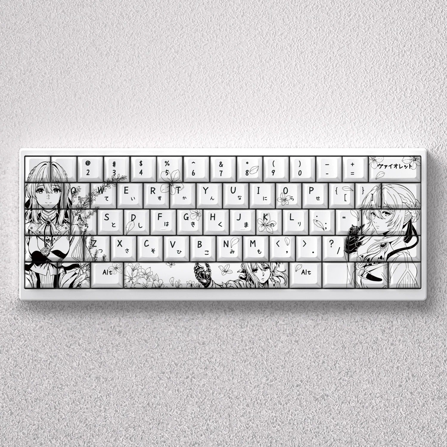 Violet Evergarden theme, original high PBT material compatible MX switch mechanical keyboard, anime and game theme set keycaps, mechanical keyboard replacement keycap set