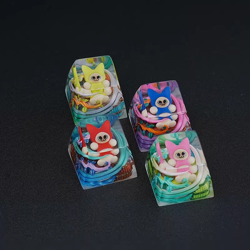 Monster Hunter,Ailouros, Crystal resin personalized keycaps, decorative keycaps for anime, games, pets, and creative products
