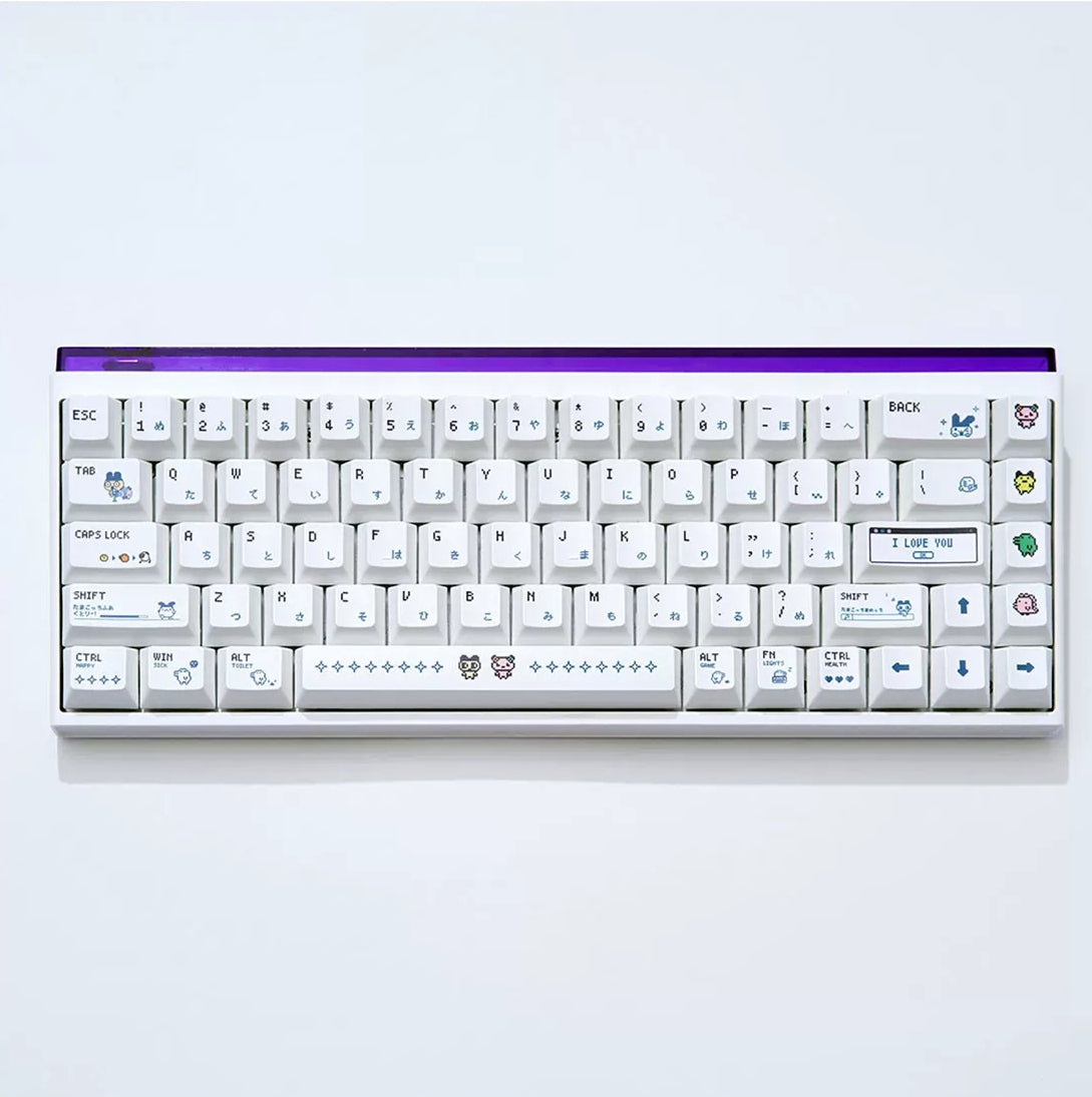Electronic Pet, Virtual Pet theme design replaces keycaps, PBT material material personalized keycap set, compatible with 61/64/68/75/84/87/104 mechanical keyboard replacement keycap