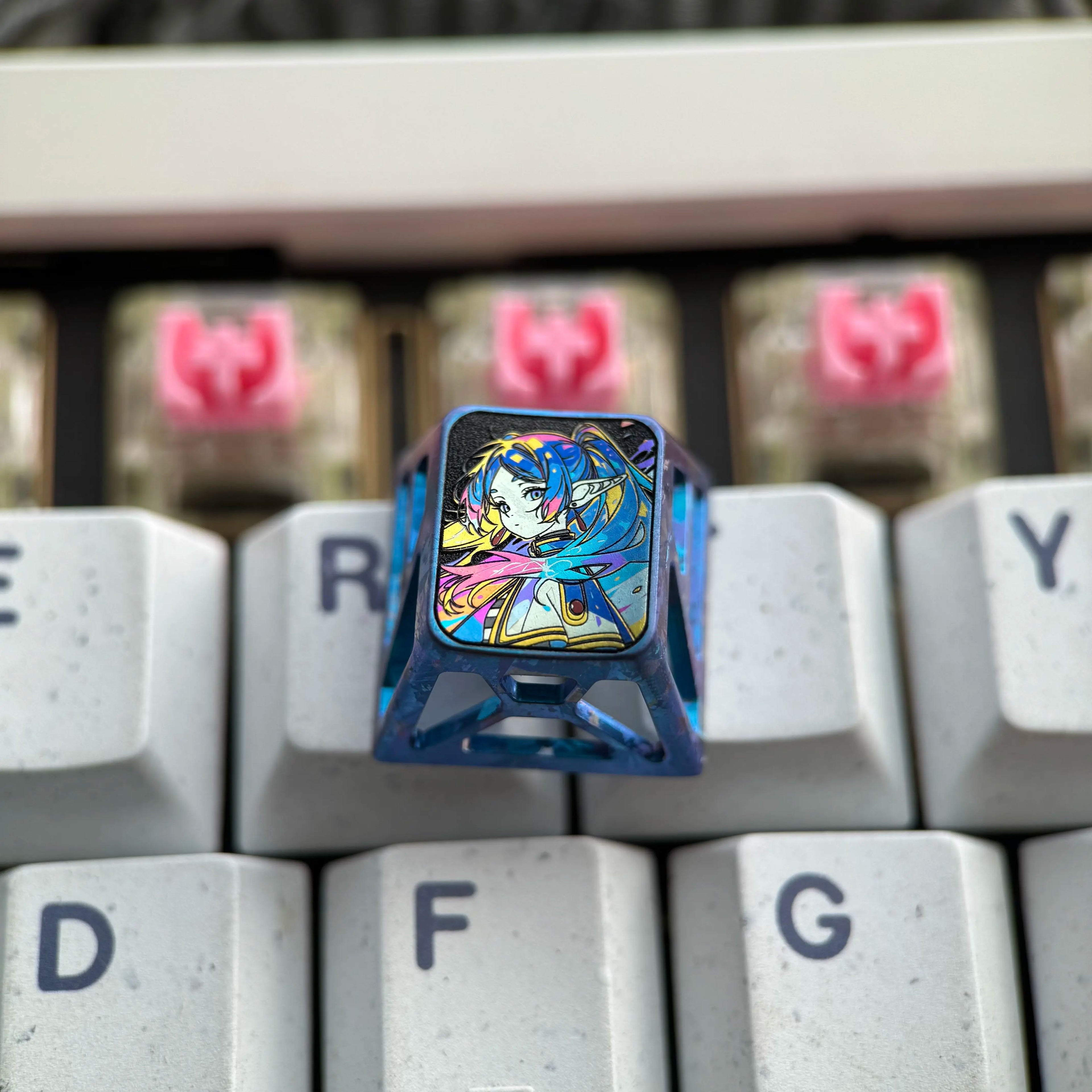 Titanium alloy 1U hollow titanium alloy personalized keycap collection, customizable, anime and game culture creative personalized keycaps. Mechanical keyboard decorative keycaps