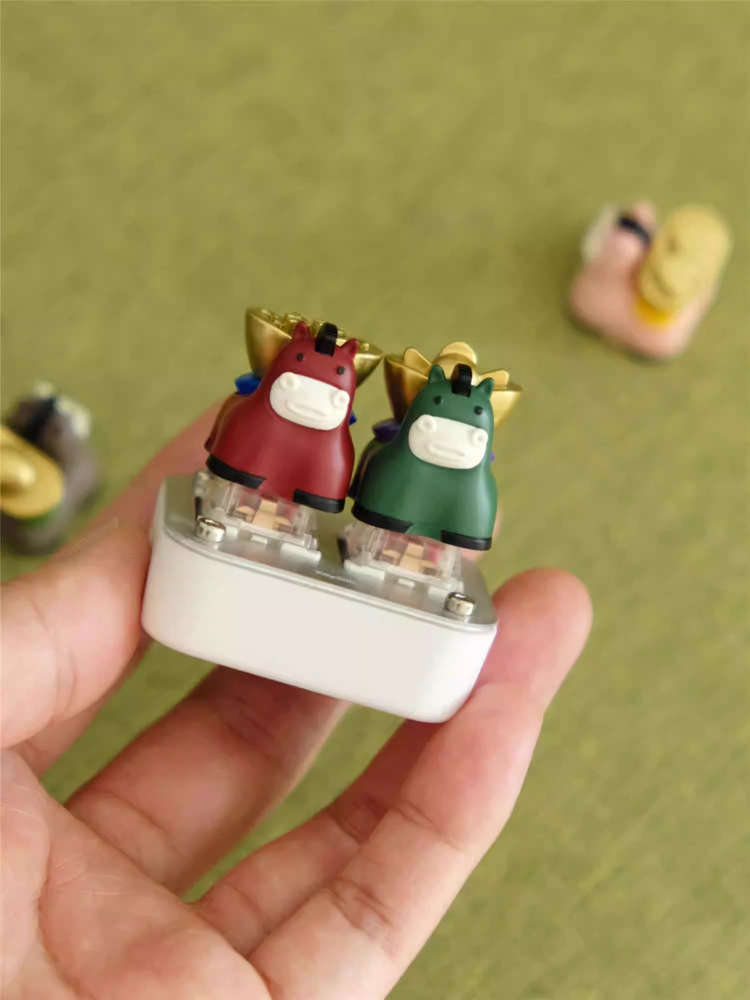 Chinese New Year, Year of the Horse, auspicious symbolism. Small horse shaped painted personalized keycaps, keyboard decorated keycaps