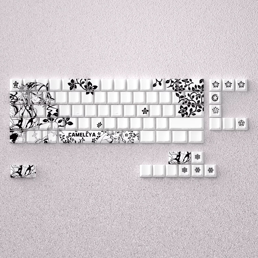 Wuthering Waves series, Camellya theme, original high PBT material compatible MX switch mechanical keyboard, anime game theme set keycaps, mechanical keyboard replacement keycap set