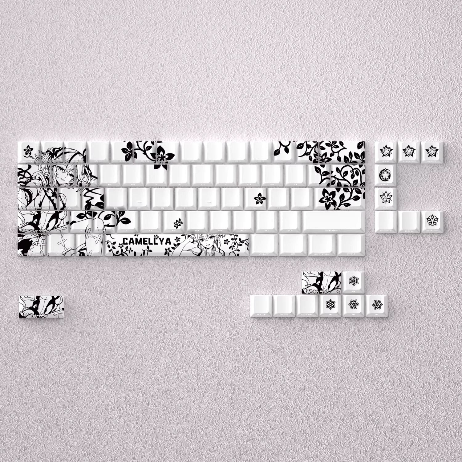 Wuthering Waves series, Camellya theme, original high PBT material compatible MX switch mechanical keyboard, anime game theme set keycaps, mechanical keyboard replacement keycap set