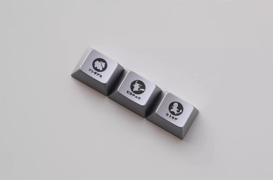 Pok é mon silhouette, 1.25U R1 height metal personalized keycap set, anime game innovative design metal decorative keycaps
