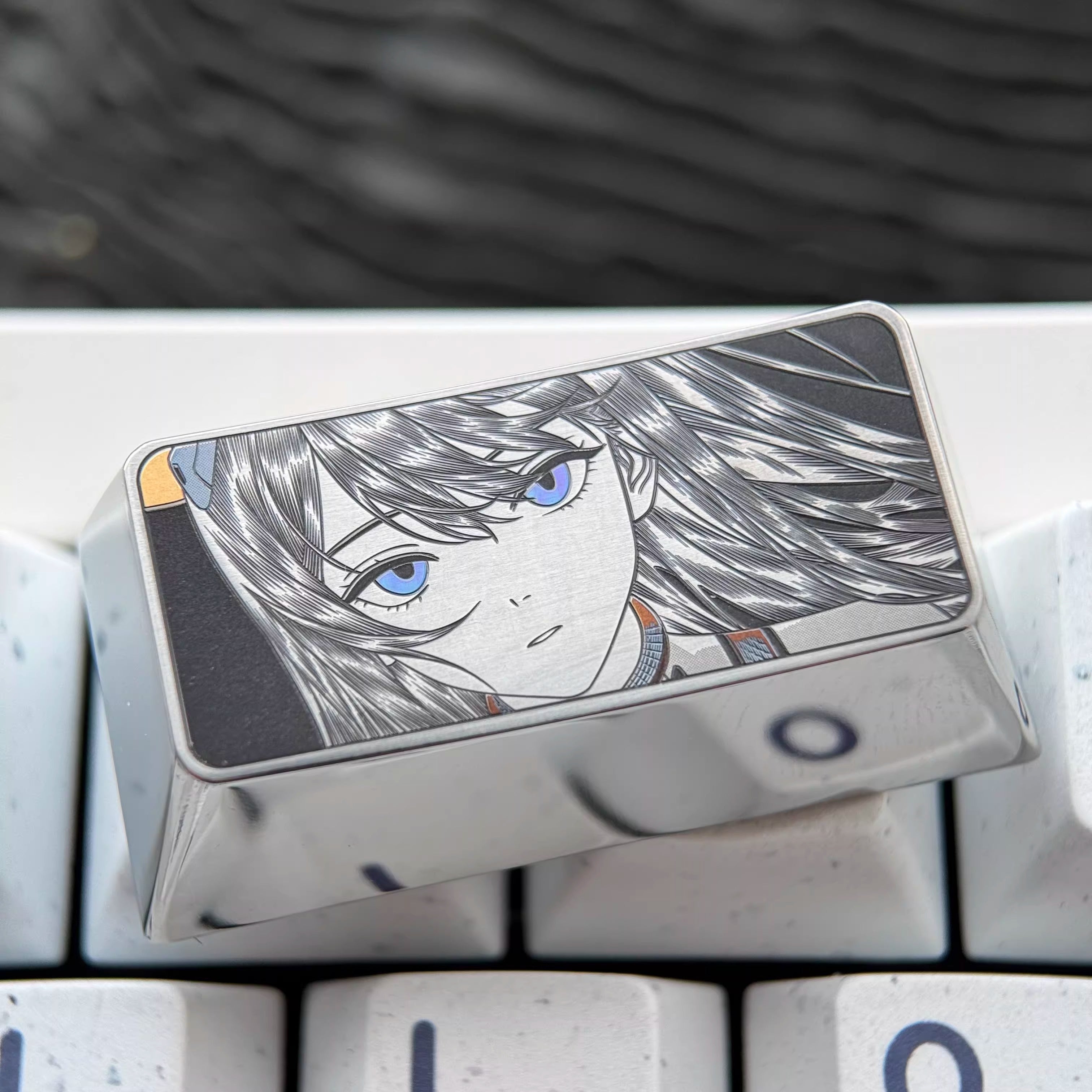 EVA series, Asuka/Ayanami Rei theme, finely carved titanium alloy personalized keycaps, innovative metal decorative keycaps for anime and games