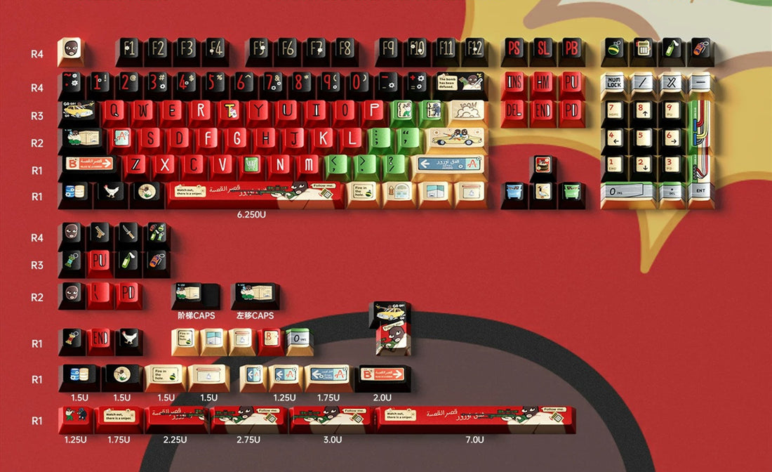 CS2 Stupid Bandit Theme Keycap Five sided Heat Sublimation Original Factory Height 144 Key Metallic Paint CS Theme Personalized Keycap, FPS Game Custom Set Keycap