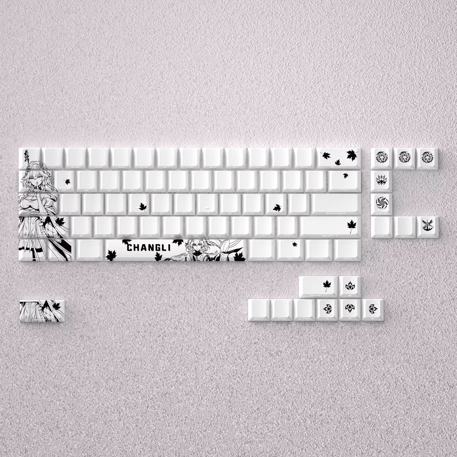 Wuthering Waves series, Changli theme, original high PBT material compatible MX switch mechanical keyboard, anime game theme set keycaps, mechanical keyboard replacement keycap set