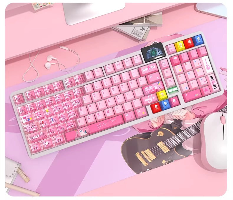 Bocchi The Rock! Theme, Gotoh Hitori, PBT+PC material personalized keycap set, game culture creative decorative keycaps