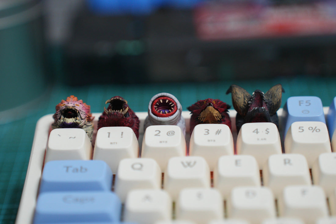 Monster Hunter themed resin personalized keycaps, coated resin mechanical keyboard decorative keycaps