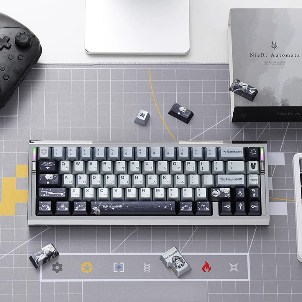 NieR: Automata theme design, custom set personalized keycap series, PBT material, factory height, compatible with 61/64/68/75/84/87/104 mechanical keyboard keycap set