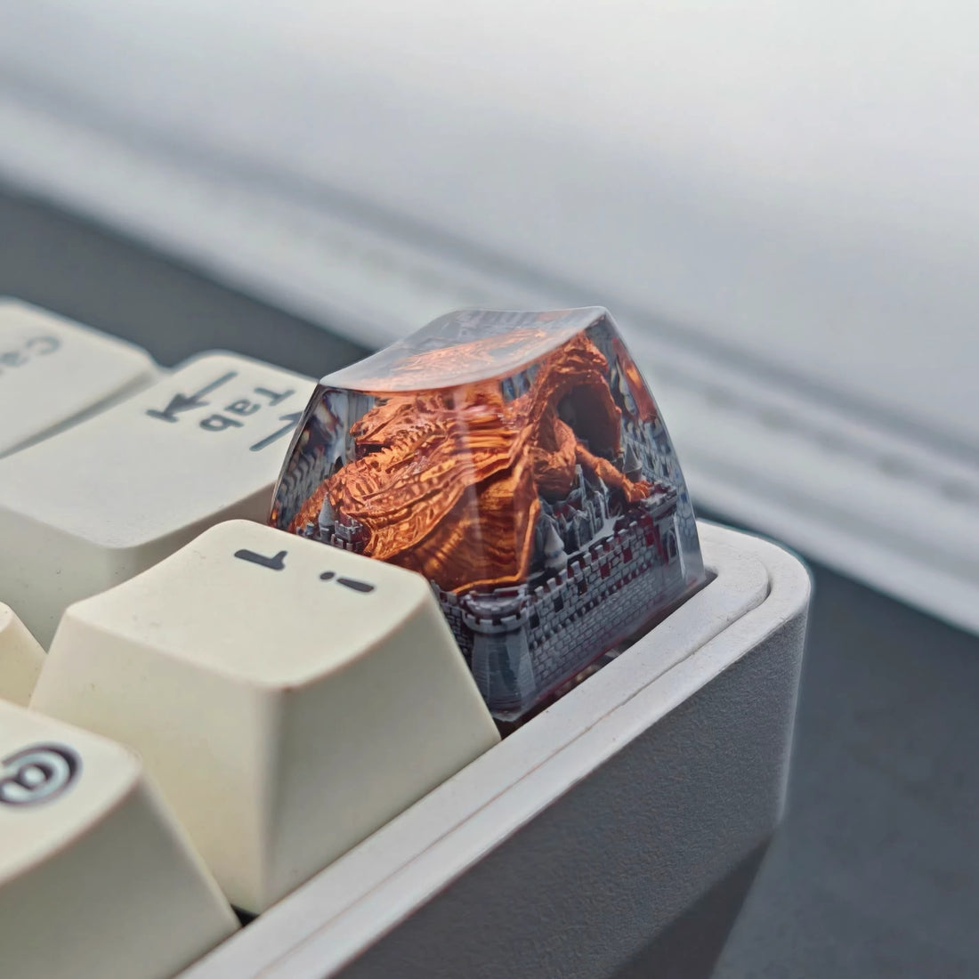 Western Dragon Castle, 1U crystal resin molding, mythological creative custom resin craftsman handmade decorative keycaps