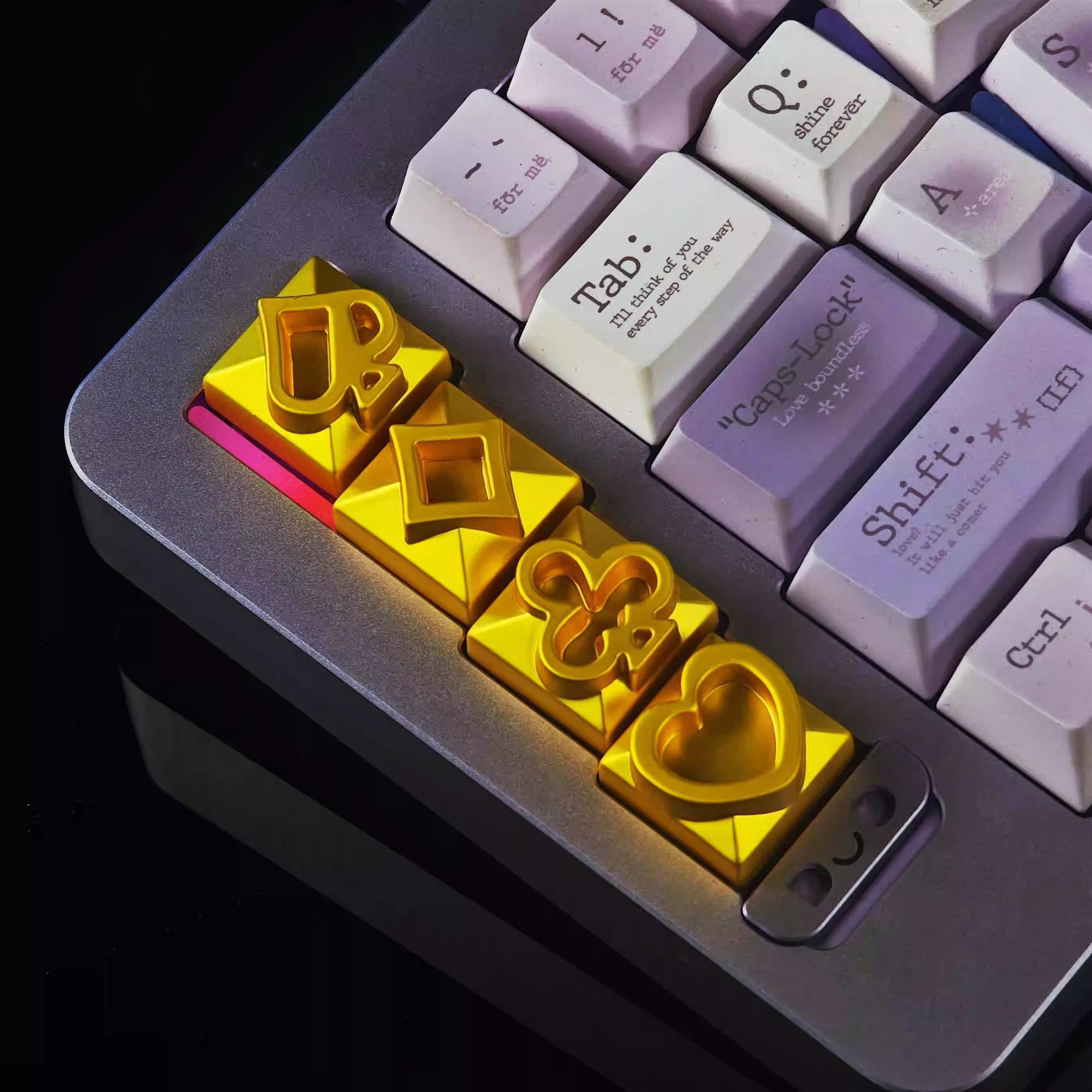 Poker themed metal material, poker racket color design, metal personalized keycap decoration keycaps