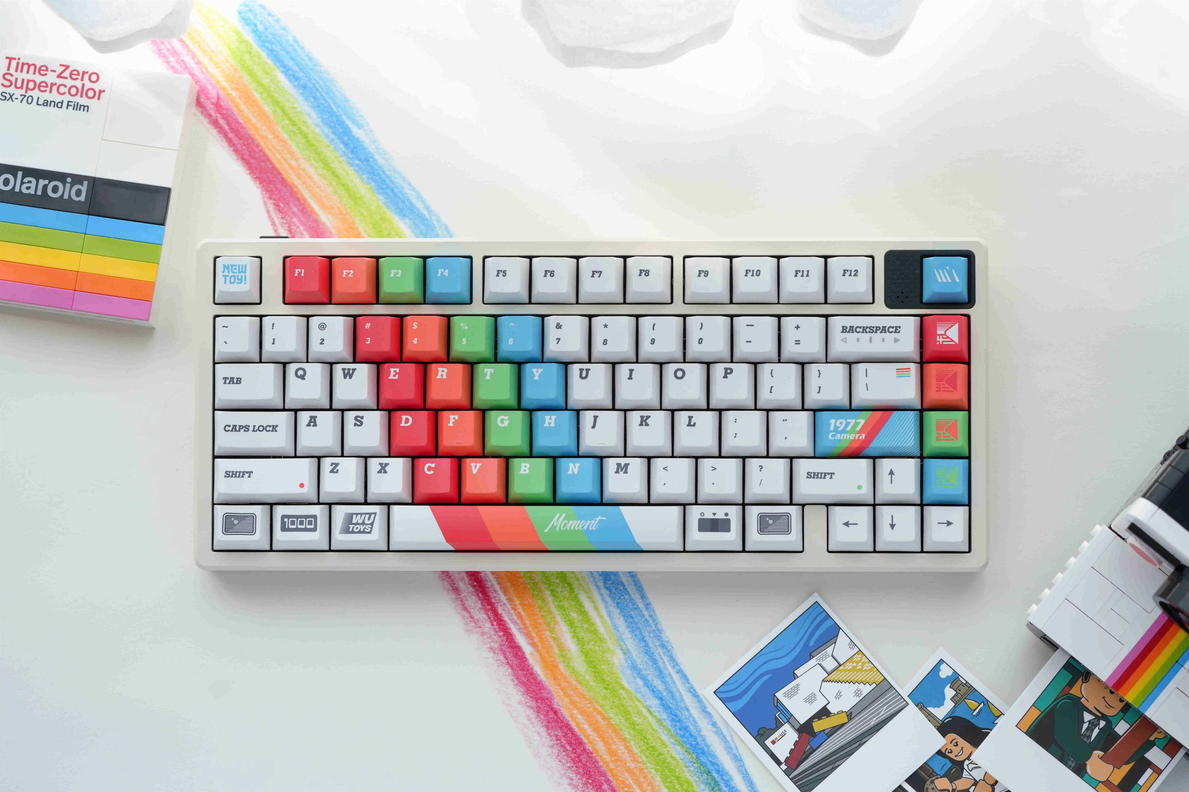 Original retro Polaroid keycap 1977 factory height 176 key PBT five sided thermal sublimation mechanical keyboard personalized keycap set